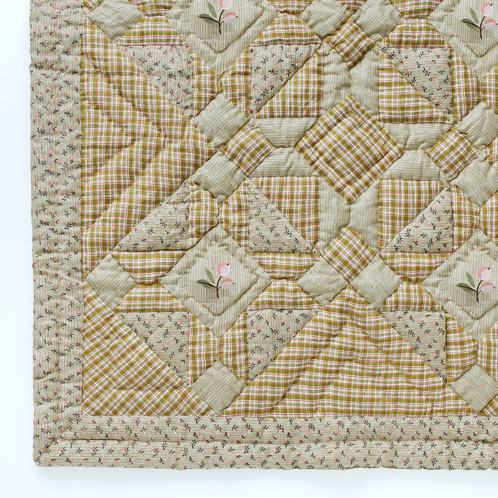 Limetti check patchwork quilt, chartreuse