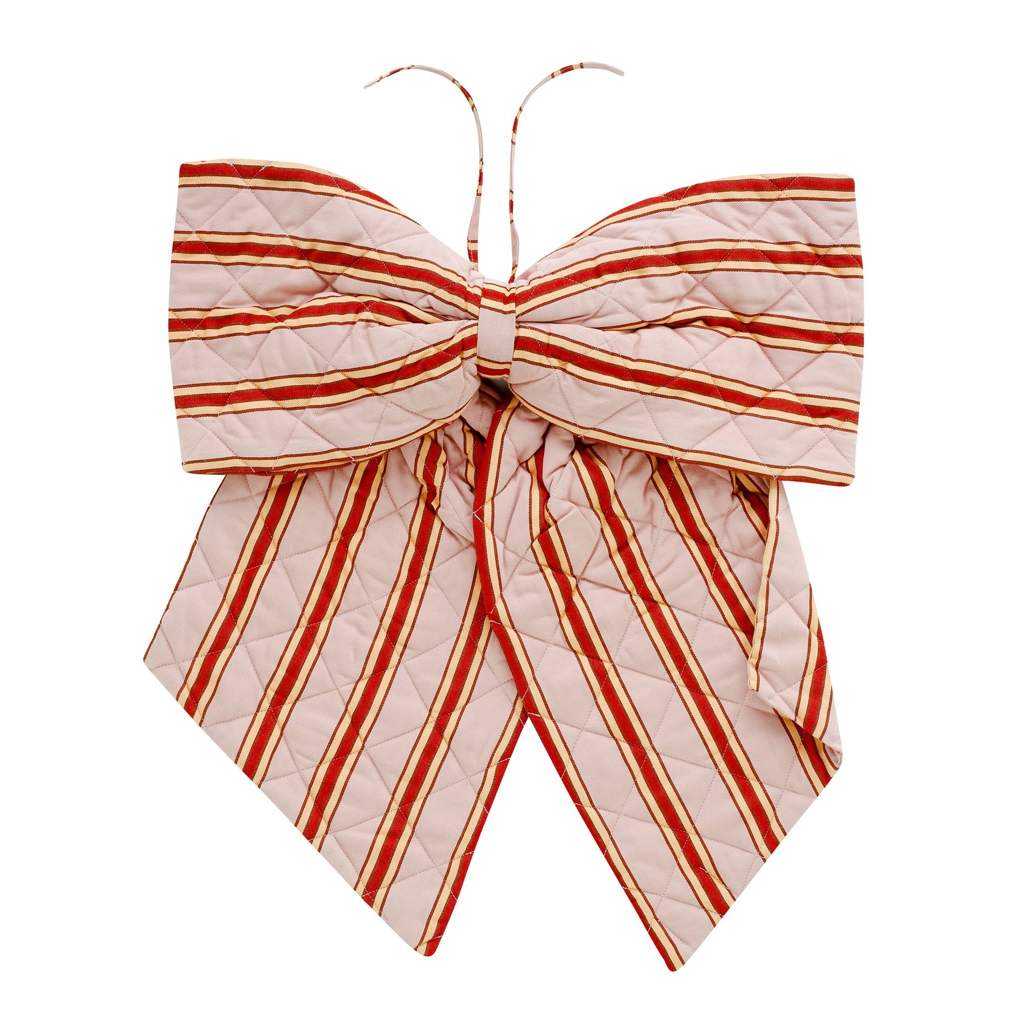 Pink cherry pop stripe quilted bow