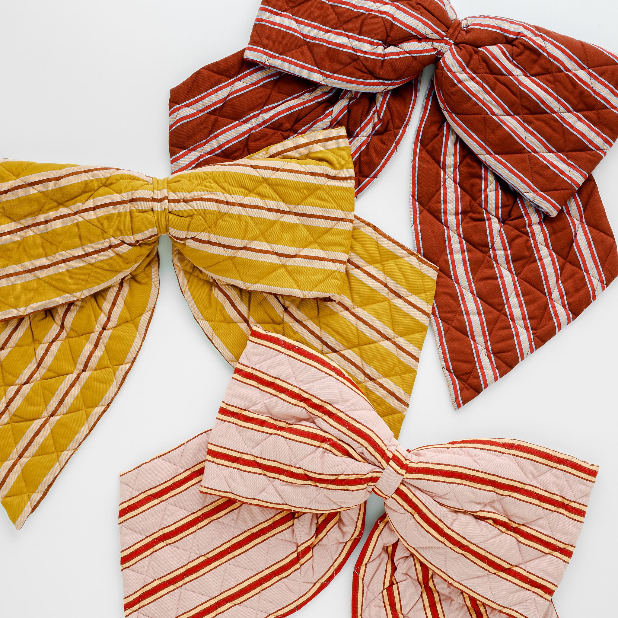 Pink cherry pop stripe quilted bow