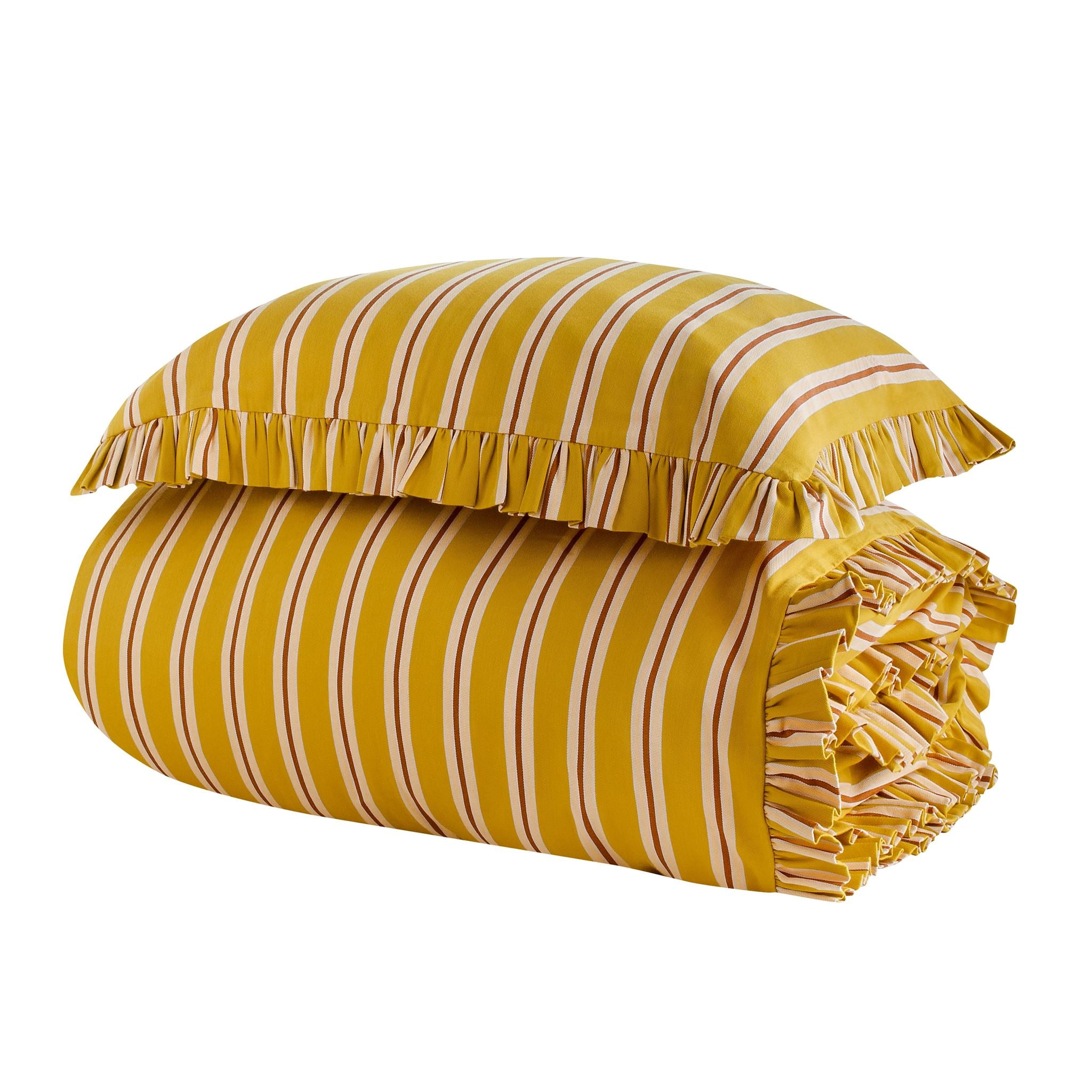Turmeric pop stripe bedding set in a bag