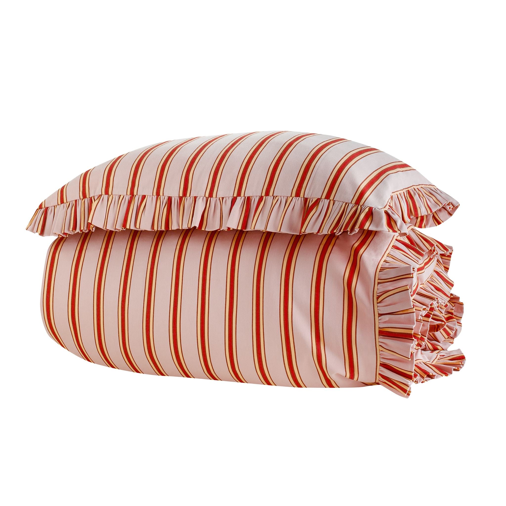 Pink cherry pop stripe bedding set in a bag