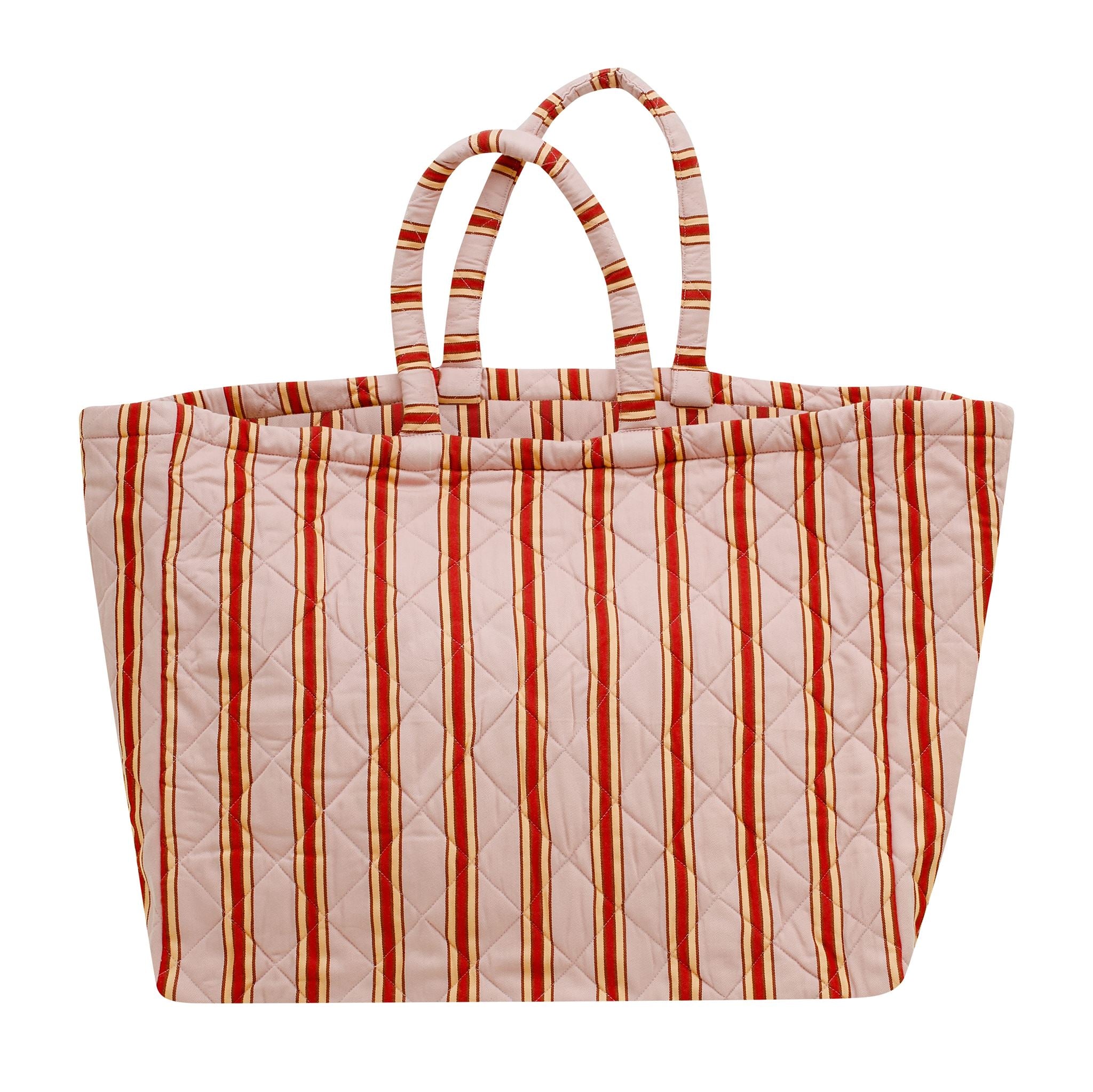 Pink cherry pop stripe large quilted bag