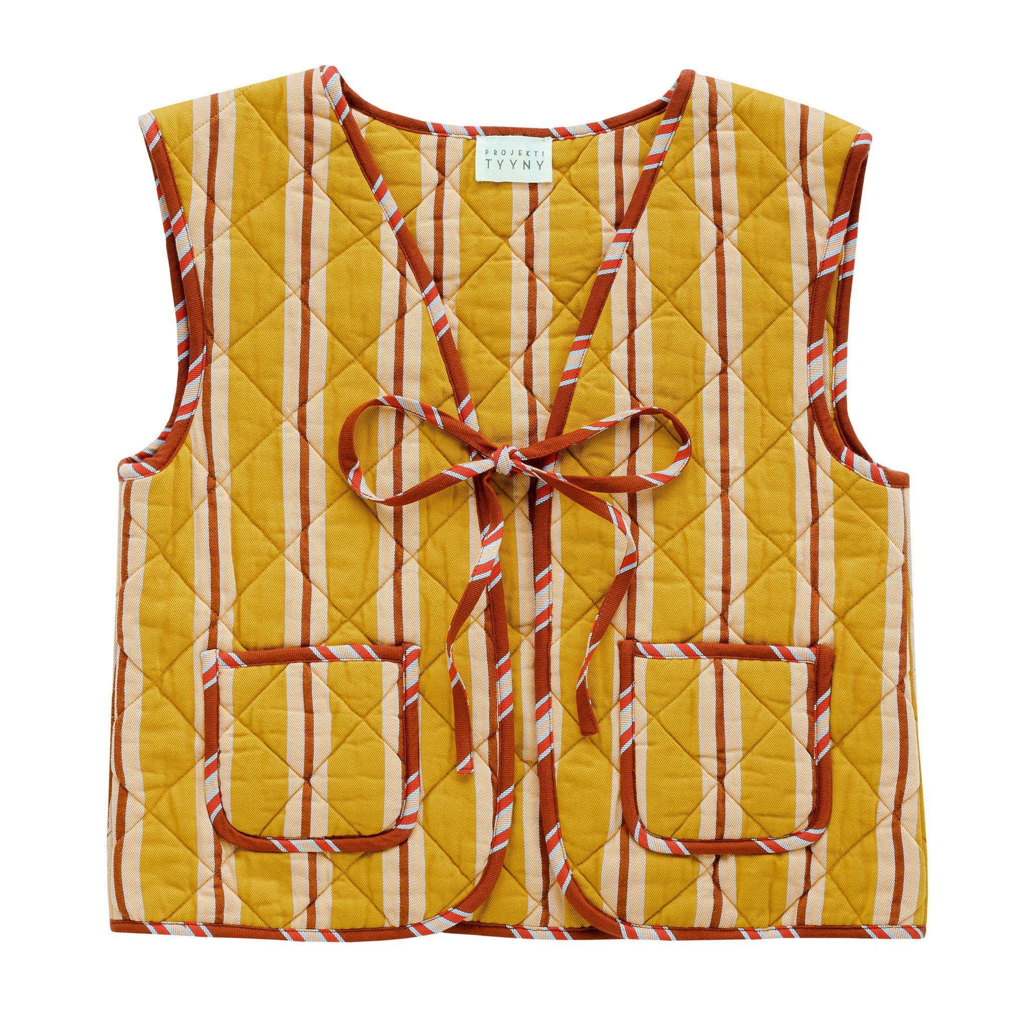 Turmeric pop stripe quilted waistcoat