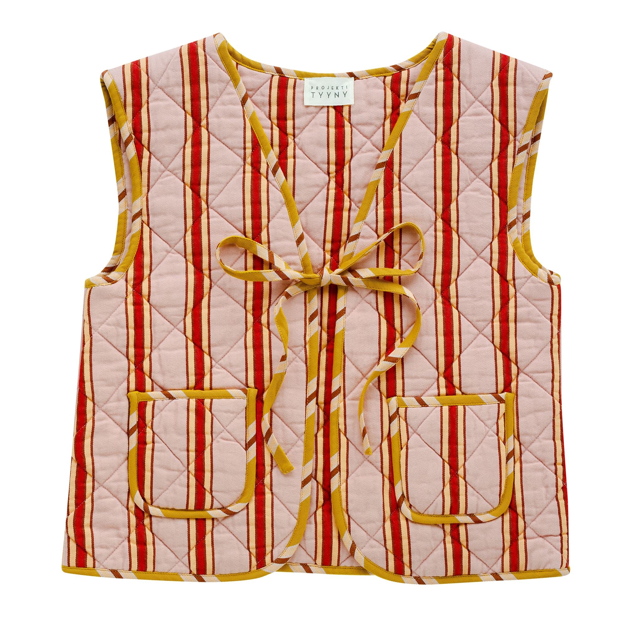Pink cherry pop stripe quilted waistcoat