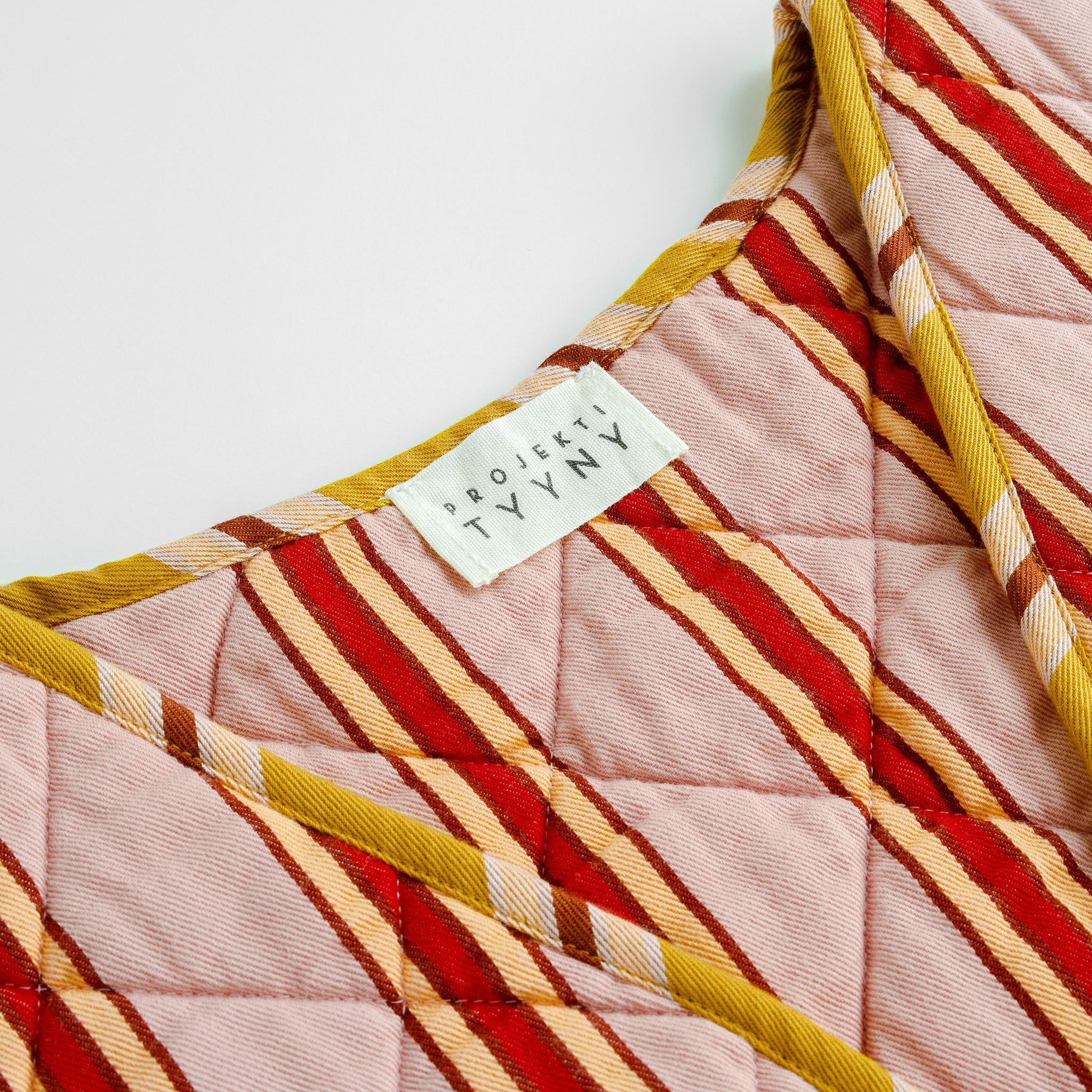 Pink cherry pop stripe quilted waistcoat