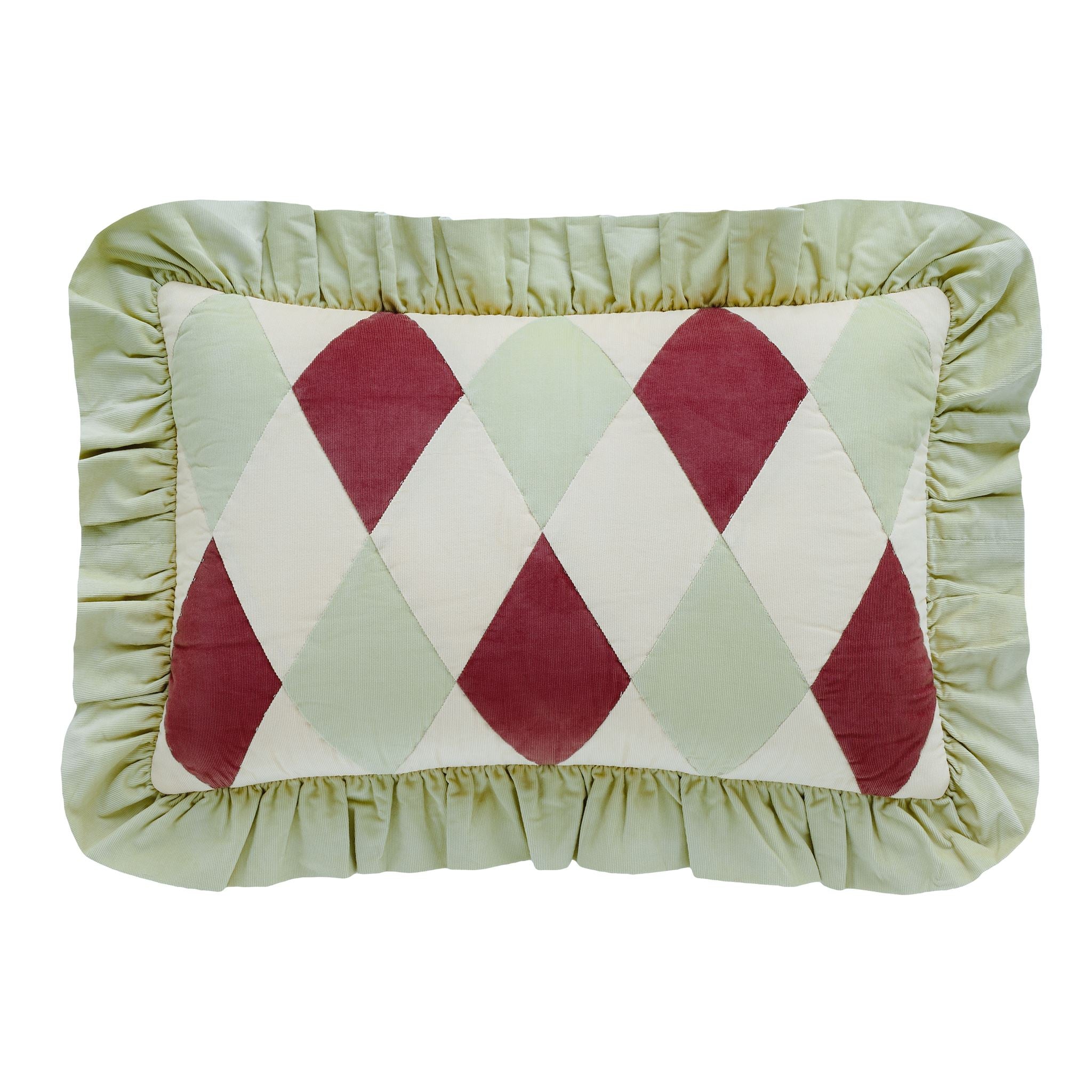 Jester harlequin cord cushion, pistachio/cacao