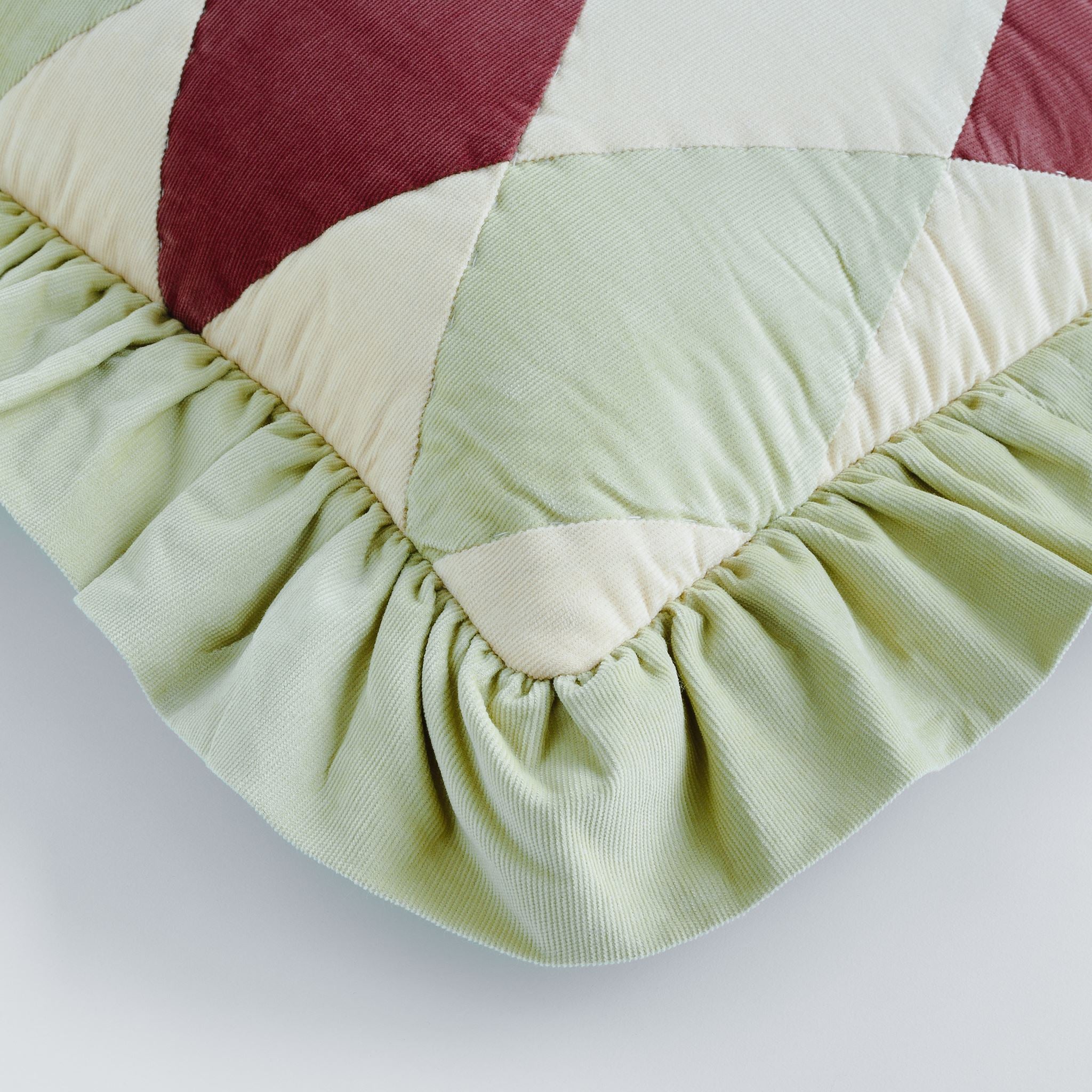 Jester harlequin cord cushion, pistachio/cacao