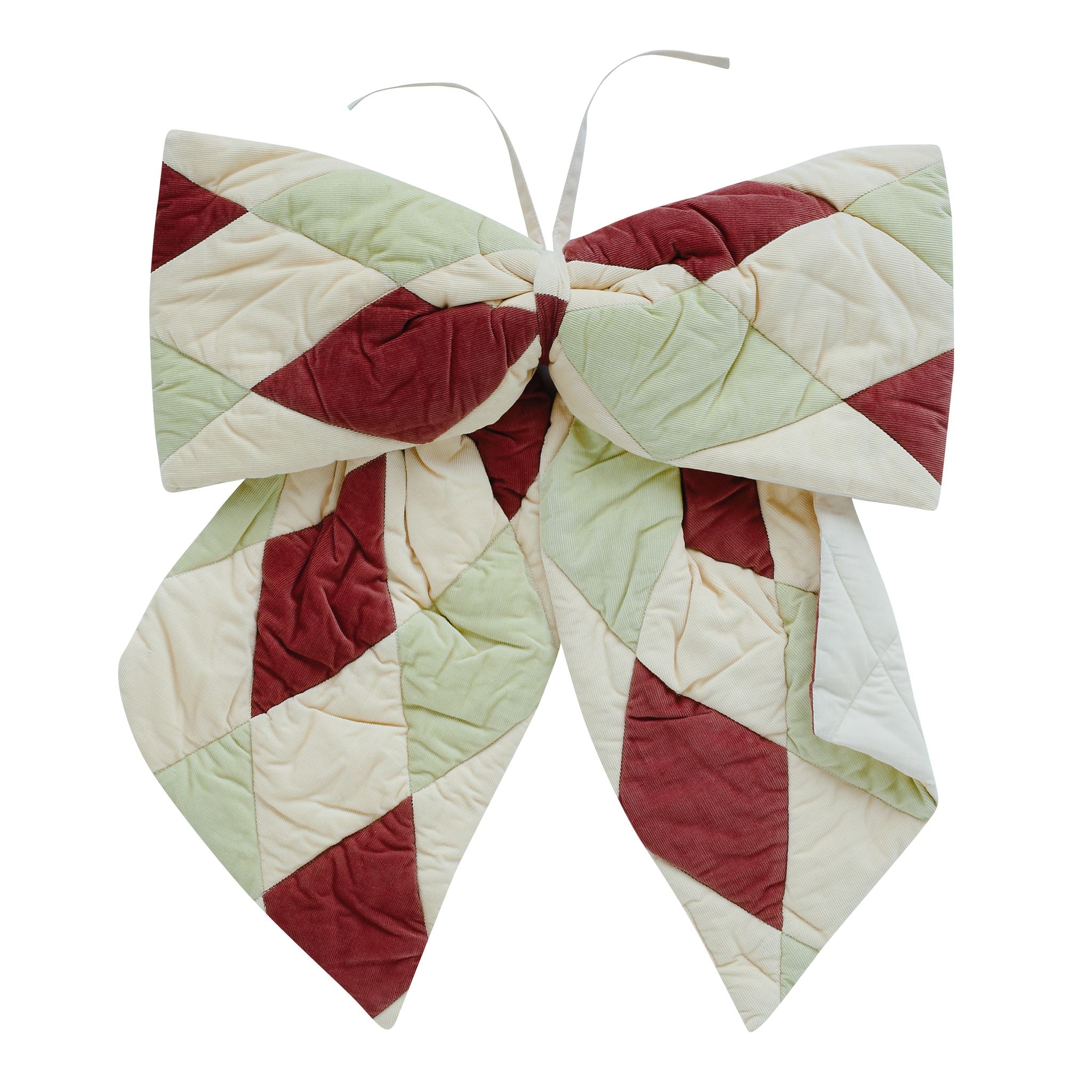 Jester harlequin cord patchwork bow, pistachio/cacao