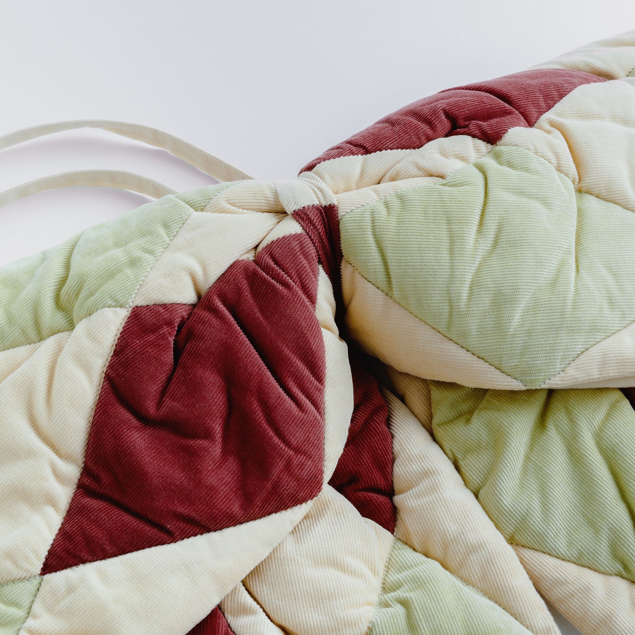 Jester harlequin cord patchwork bow, pistachio/cacao