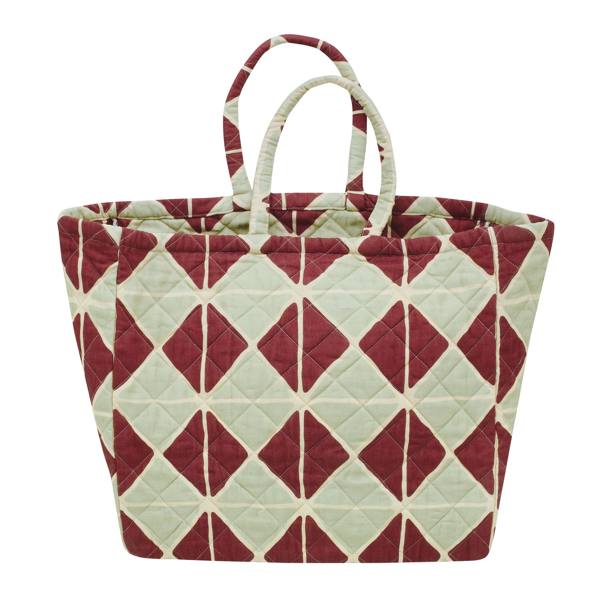 Jester harlequin quilted bag, pistachio/cacao
