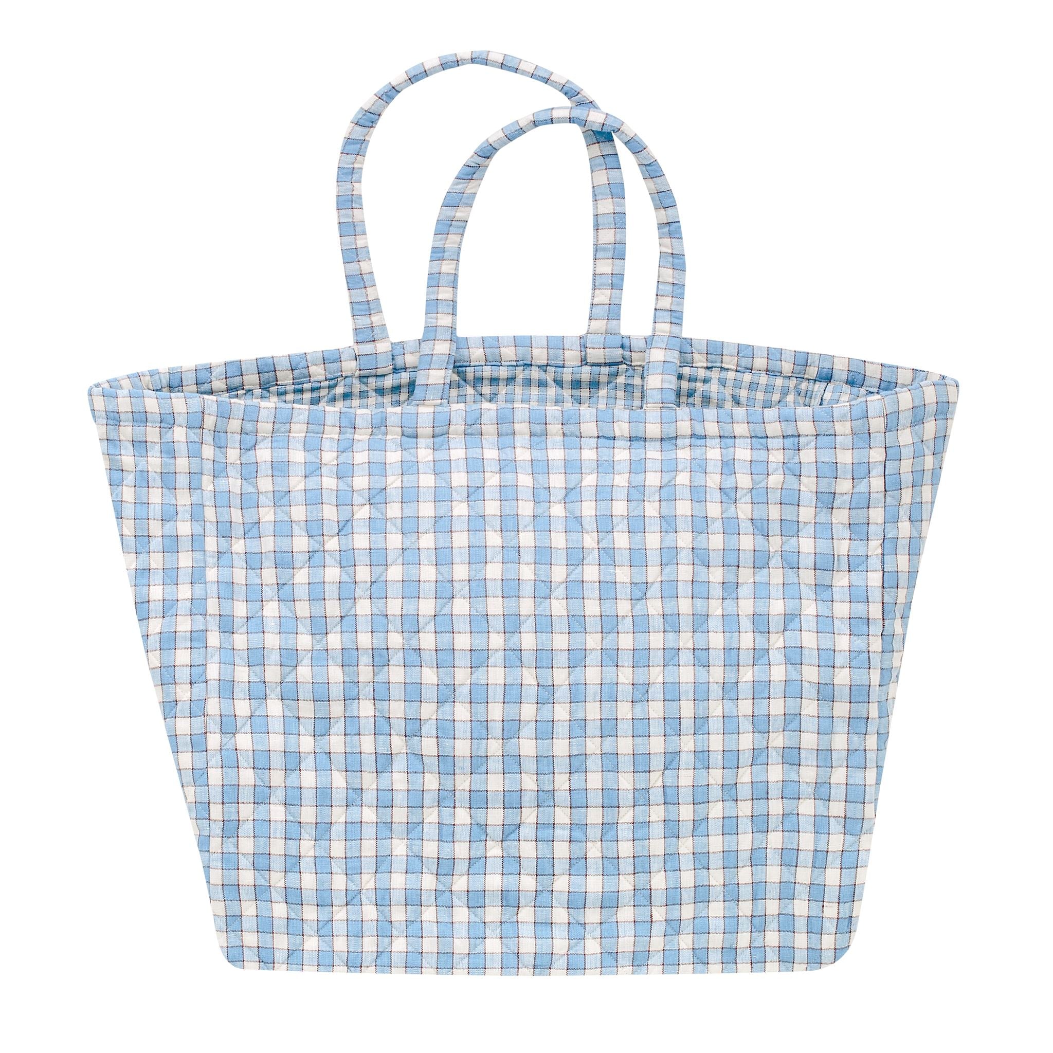 Gingham quilted bag, cornflower