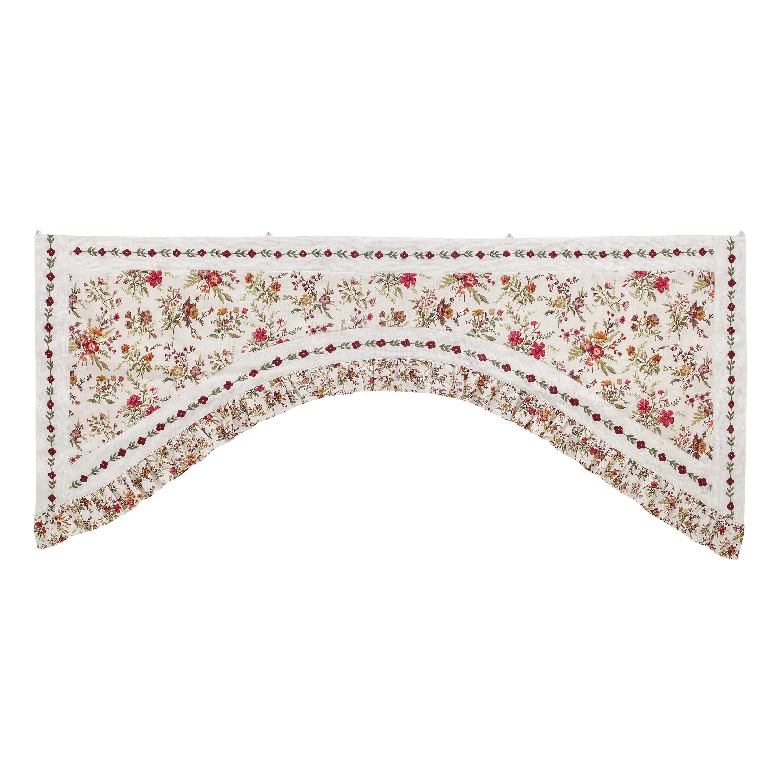 Prairie floral embroidered toran, cream