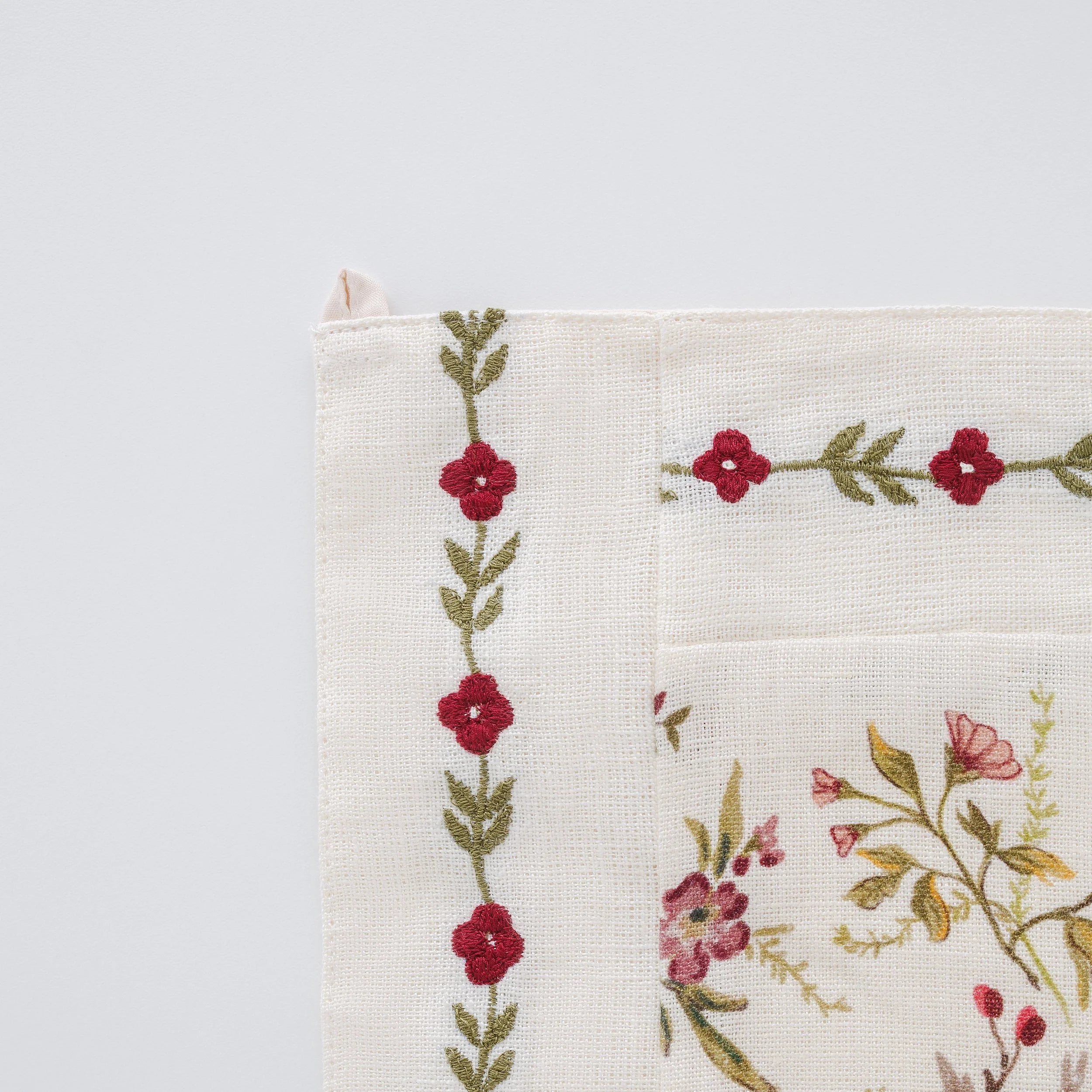 Prairie floral embroidered toran, cream