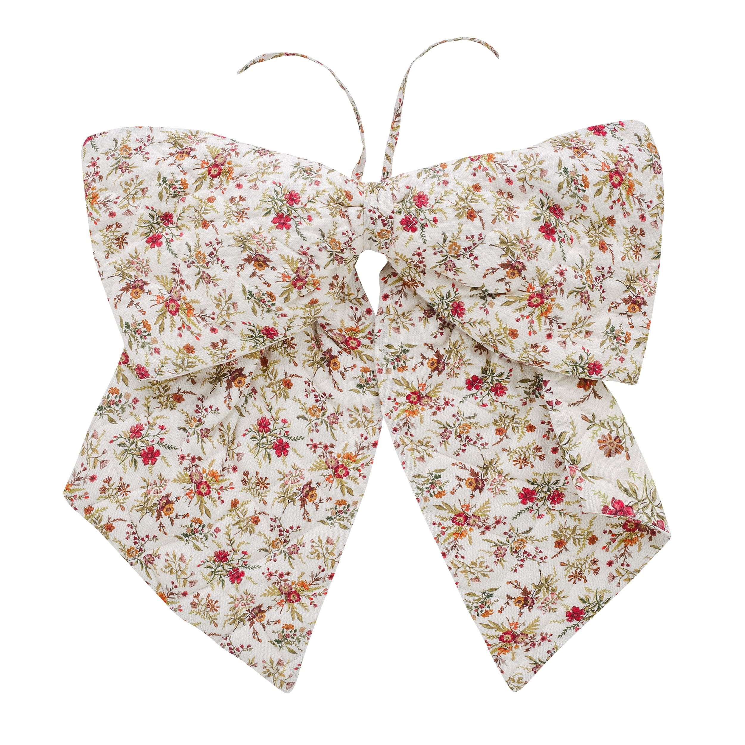 Prairie floral quilted bow, cream