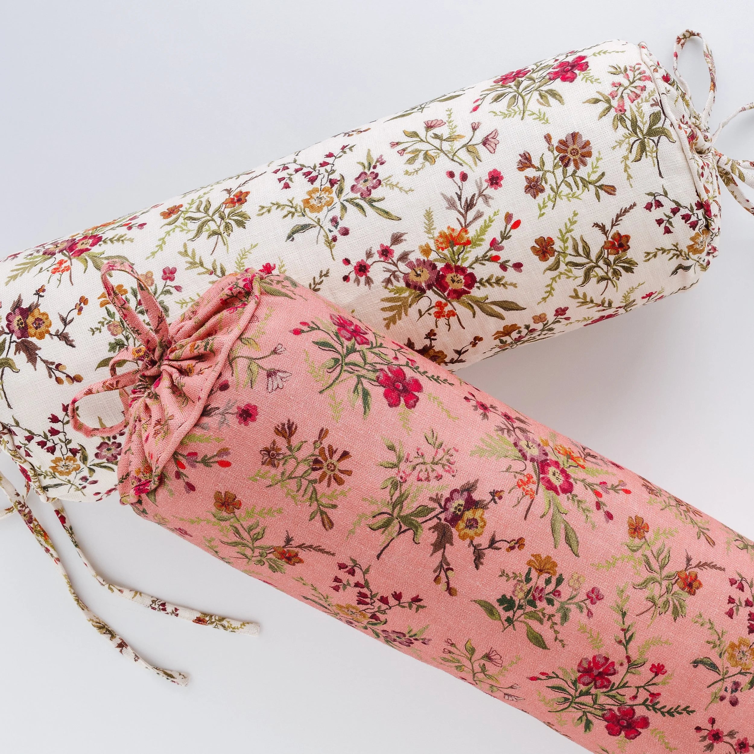 Prairie floral bolster cushion, peony