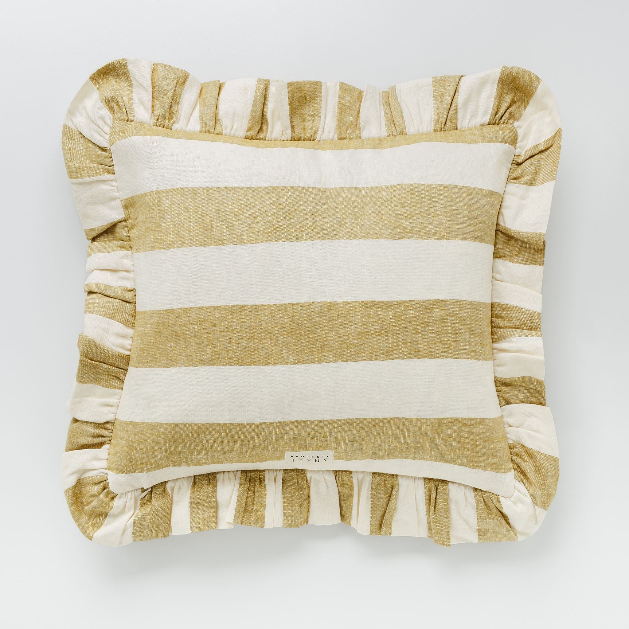Sirkus stripe frill cushion (square), chartreuse