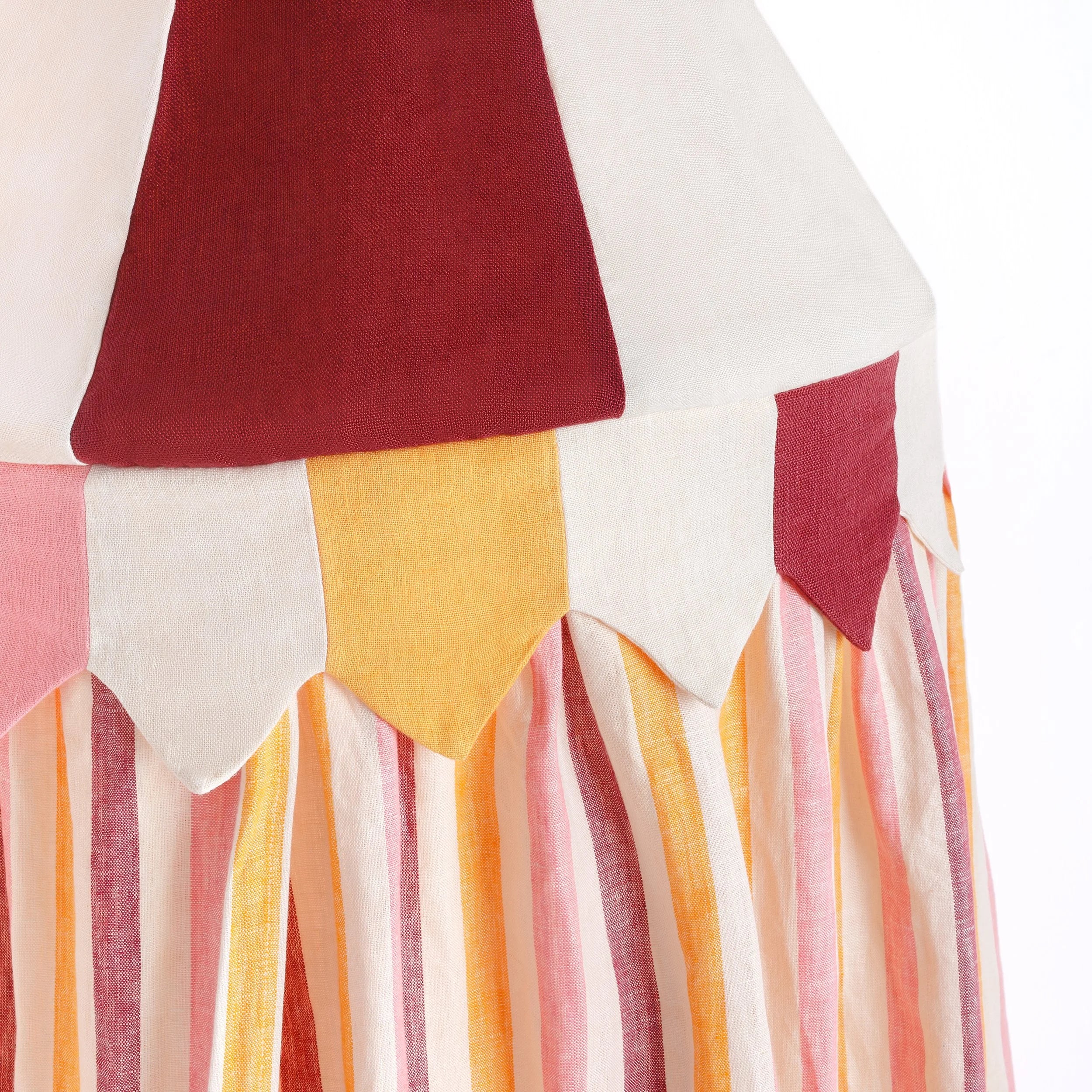 Candy stripe canopy, claret and apricot