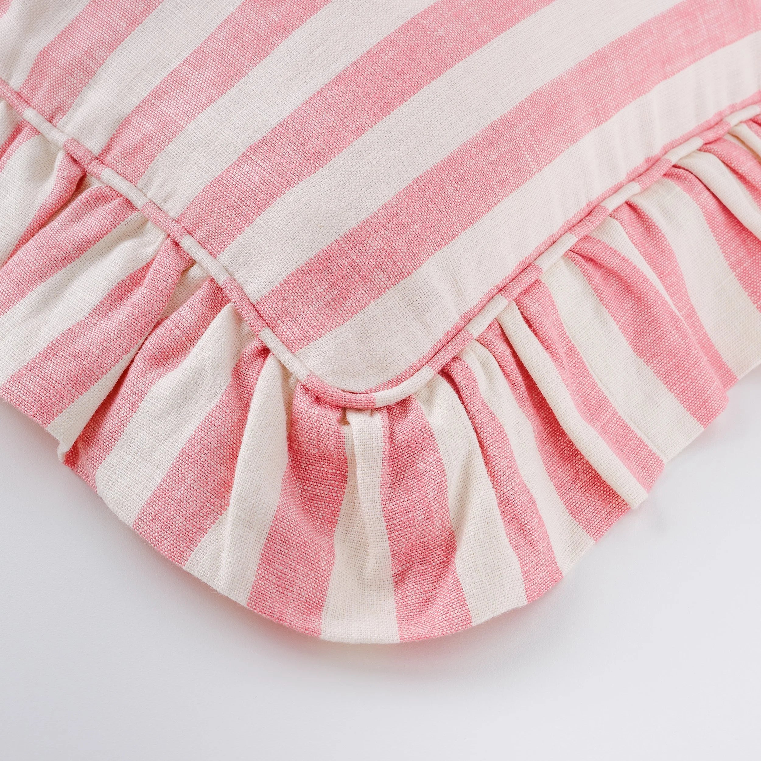Candy stripe frill cushion, peony
