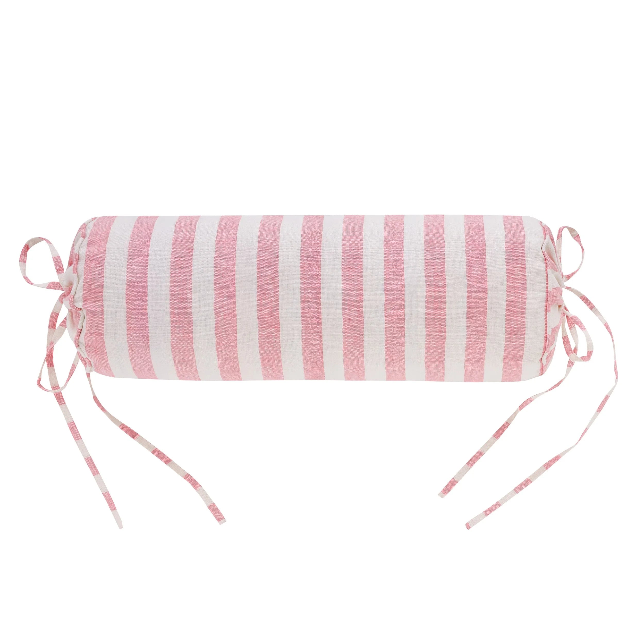 Candy striped bolster cushion, peony