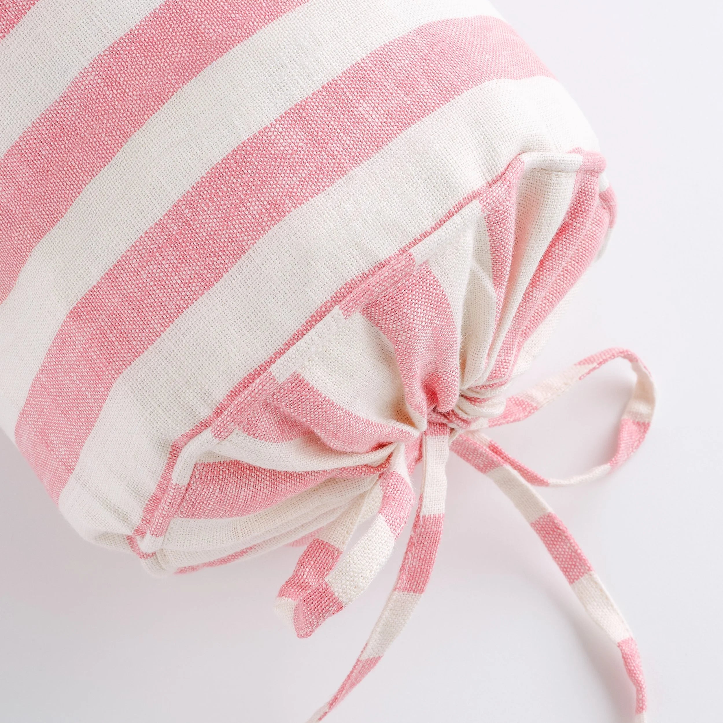 Candy striped bolster cushion, peony