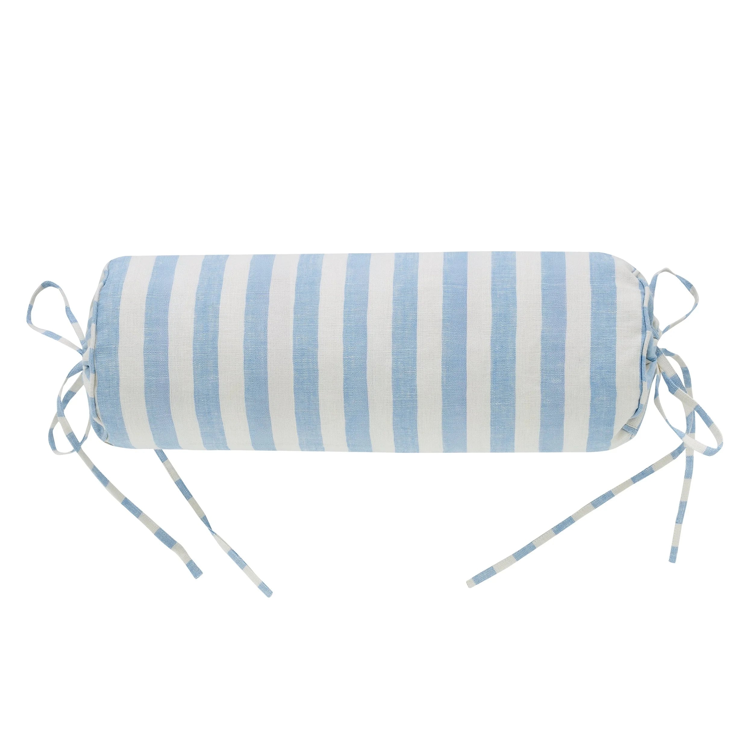 Candy striped bolster cushion, cornflower