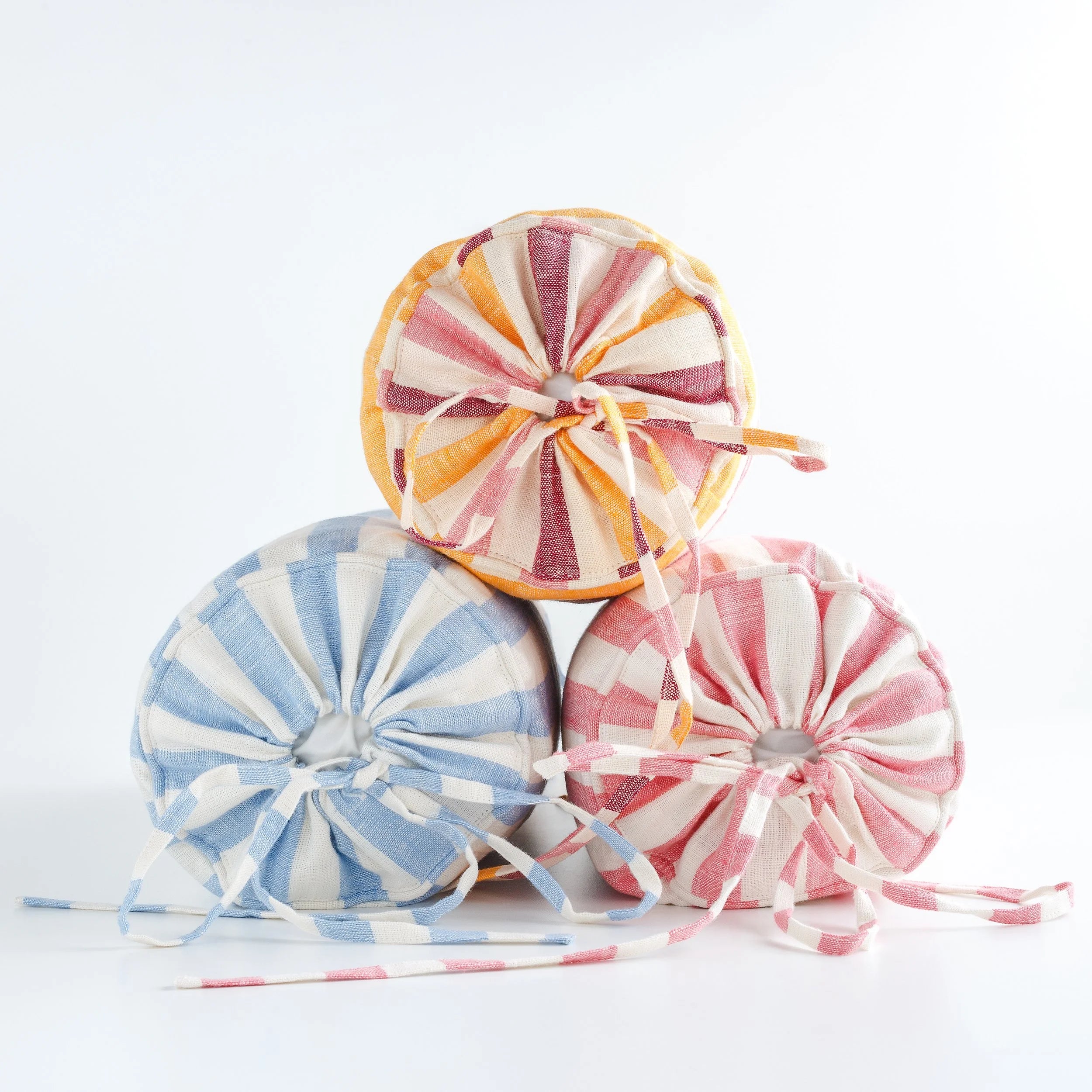 Candy striped bolster cushion, peony