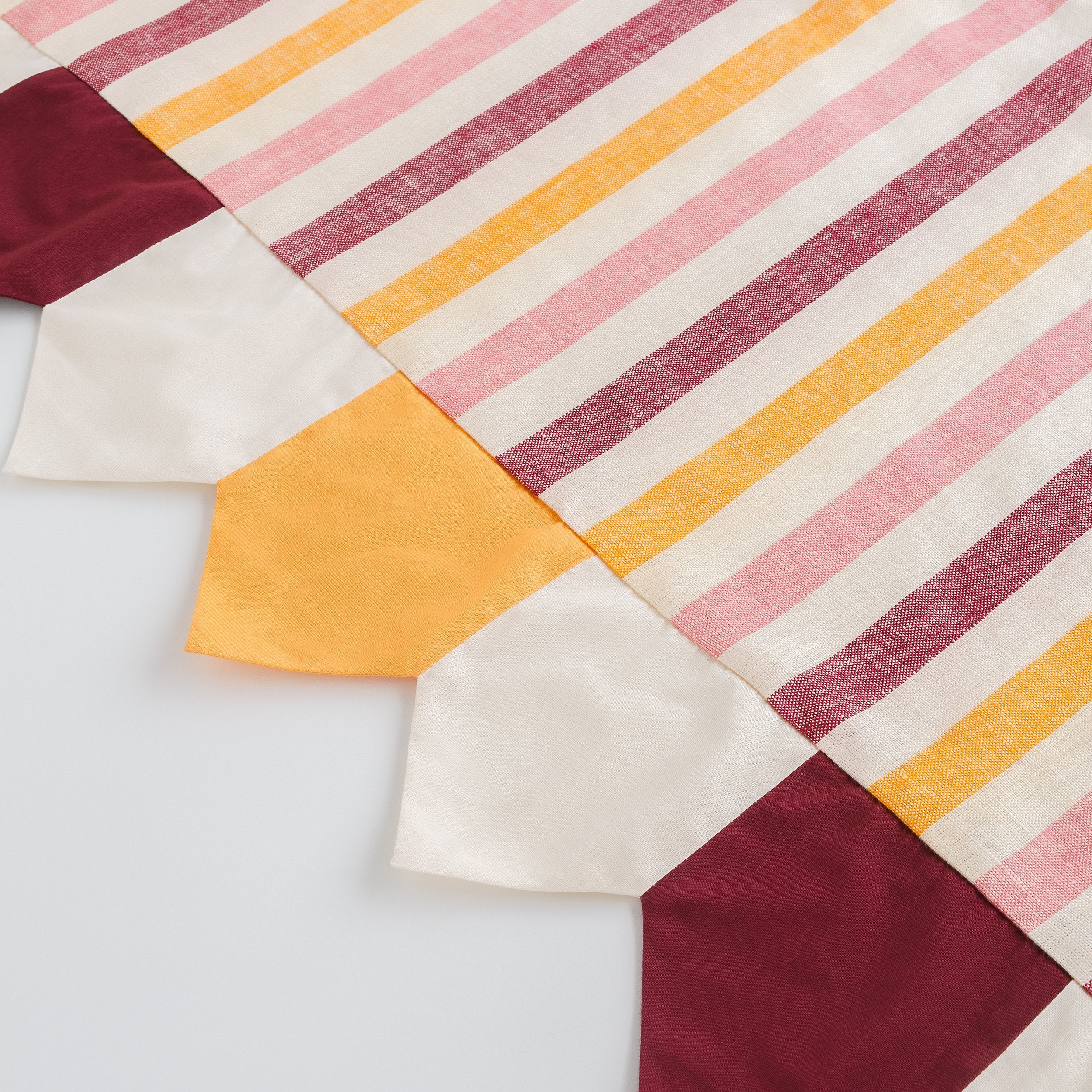Candy stripe toran, claret and apricot