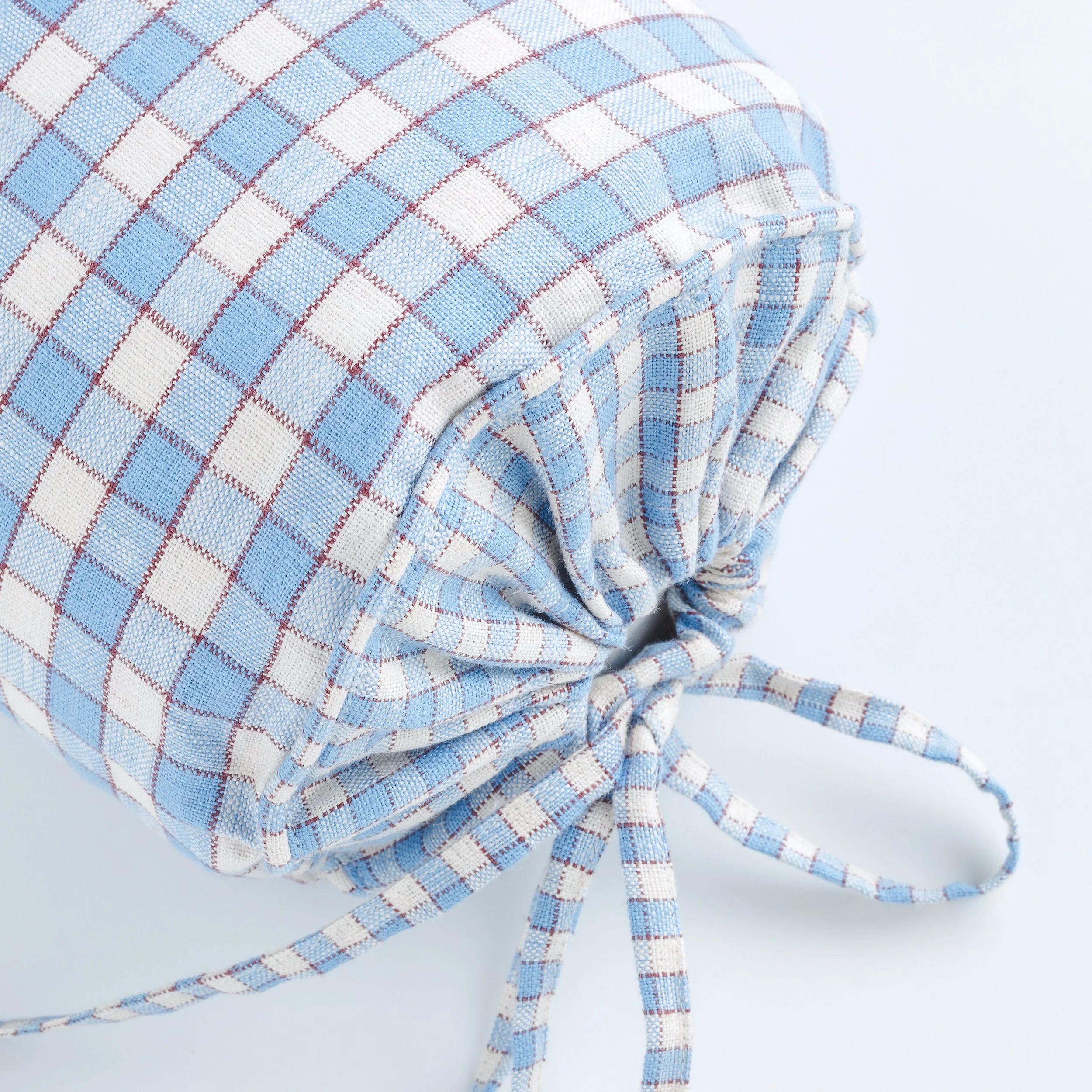 Gingham bolster cushion, cornflower