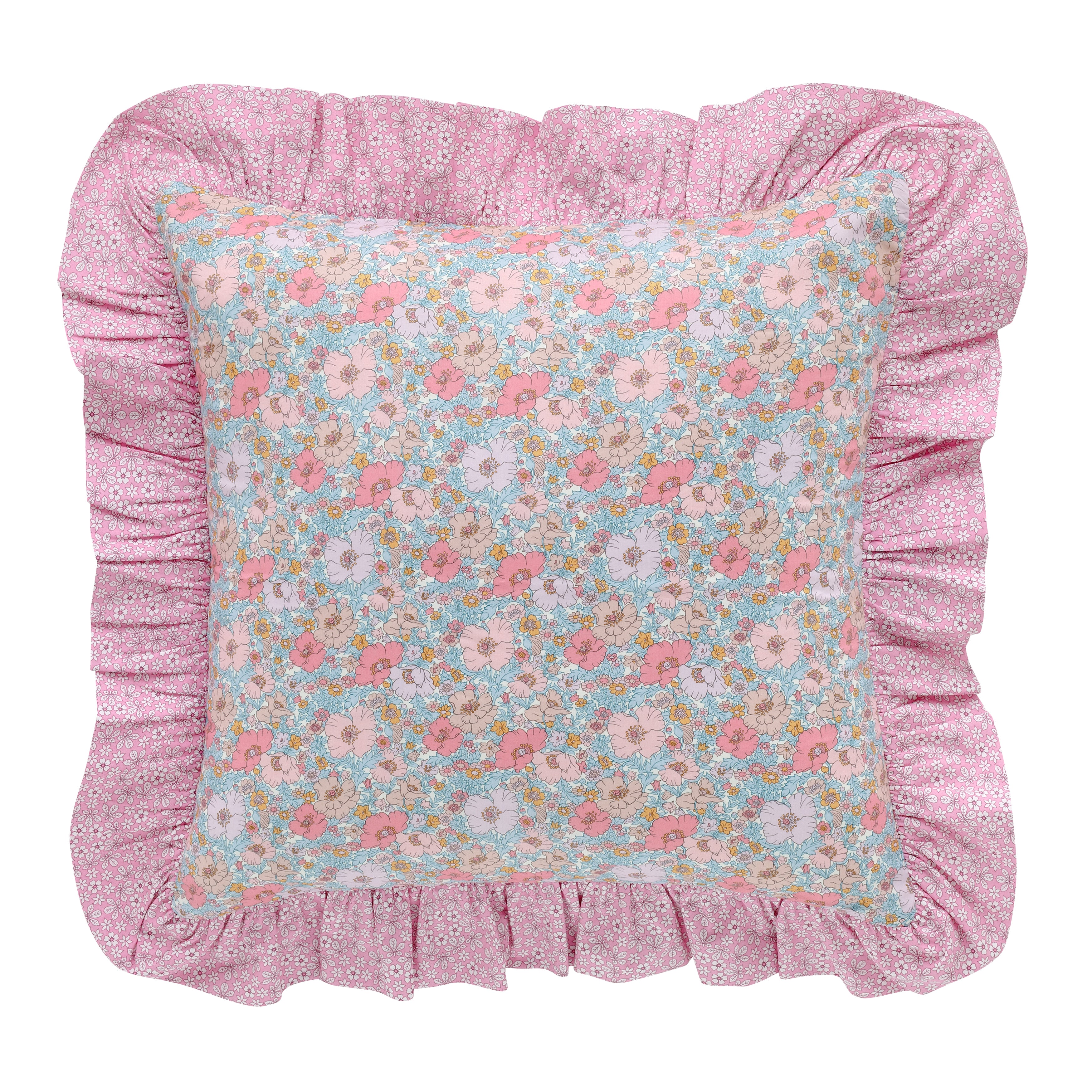 Meadow Song/Elysian Day 'made with Liberty fabrics' frill cushion