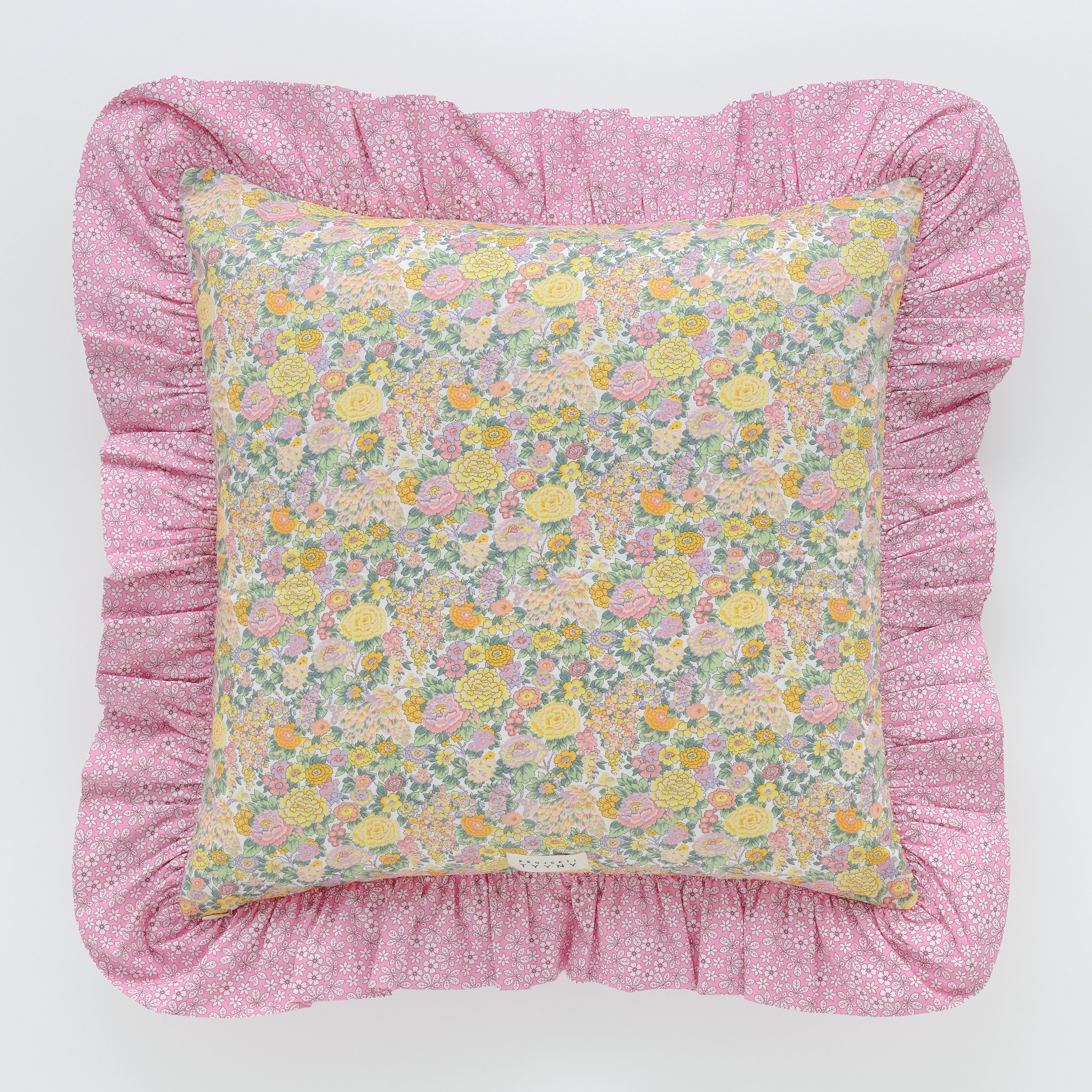 Meadow Song/Elysian Day 'made with Liberty fabrics' frill cushion