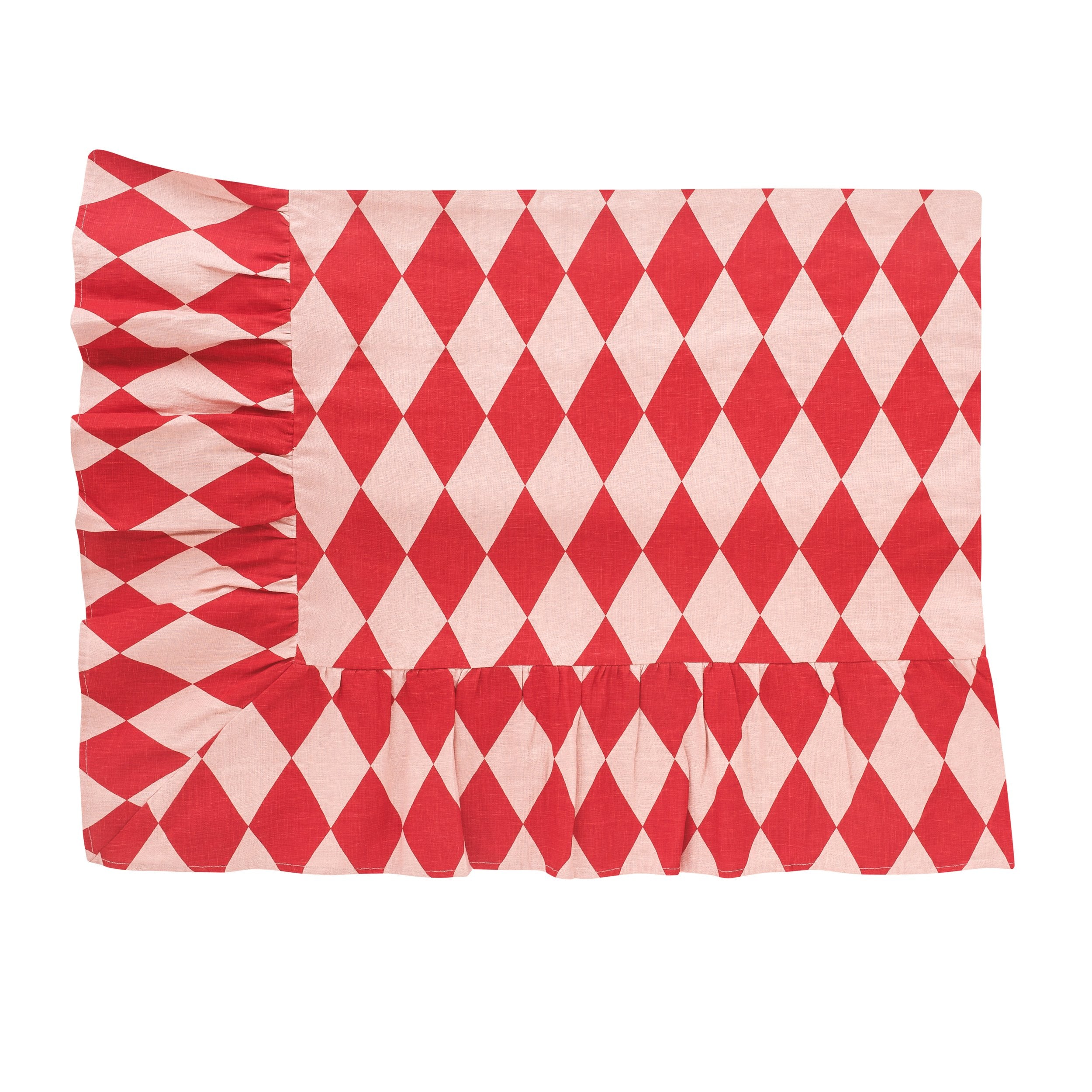 Harlequin frill tablecloth, red/pink