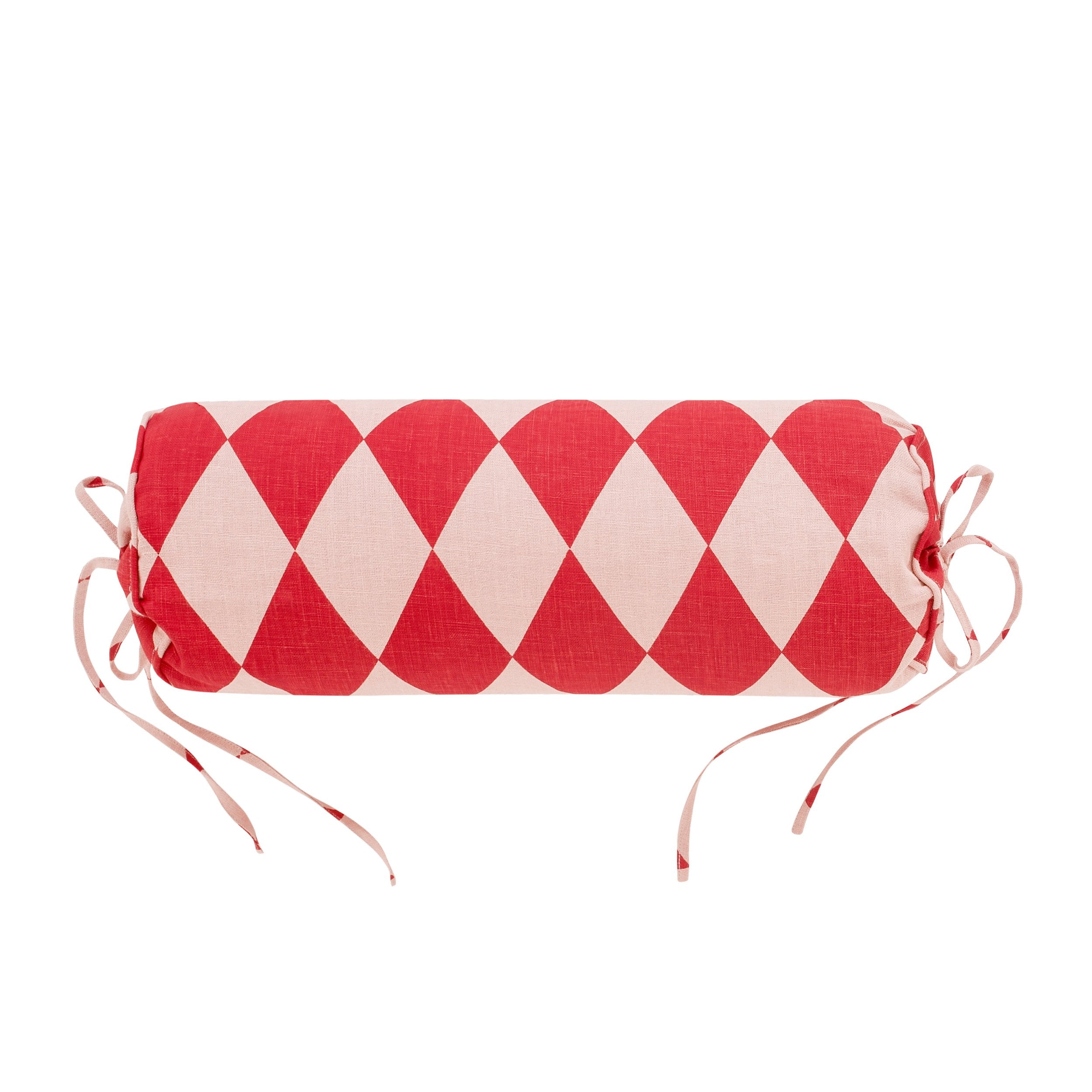 Harlequin linen bolster, red/pink
