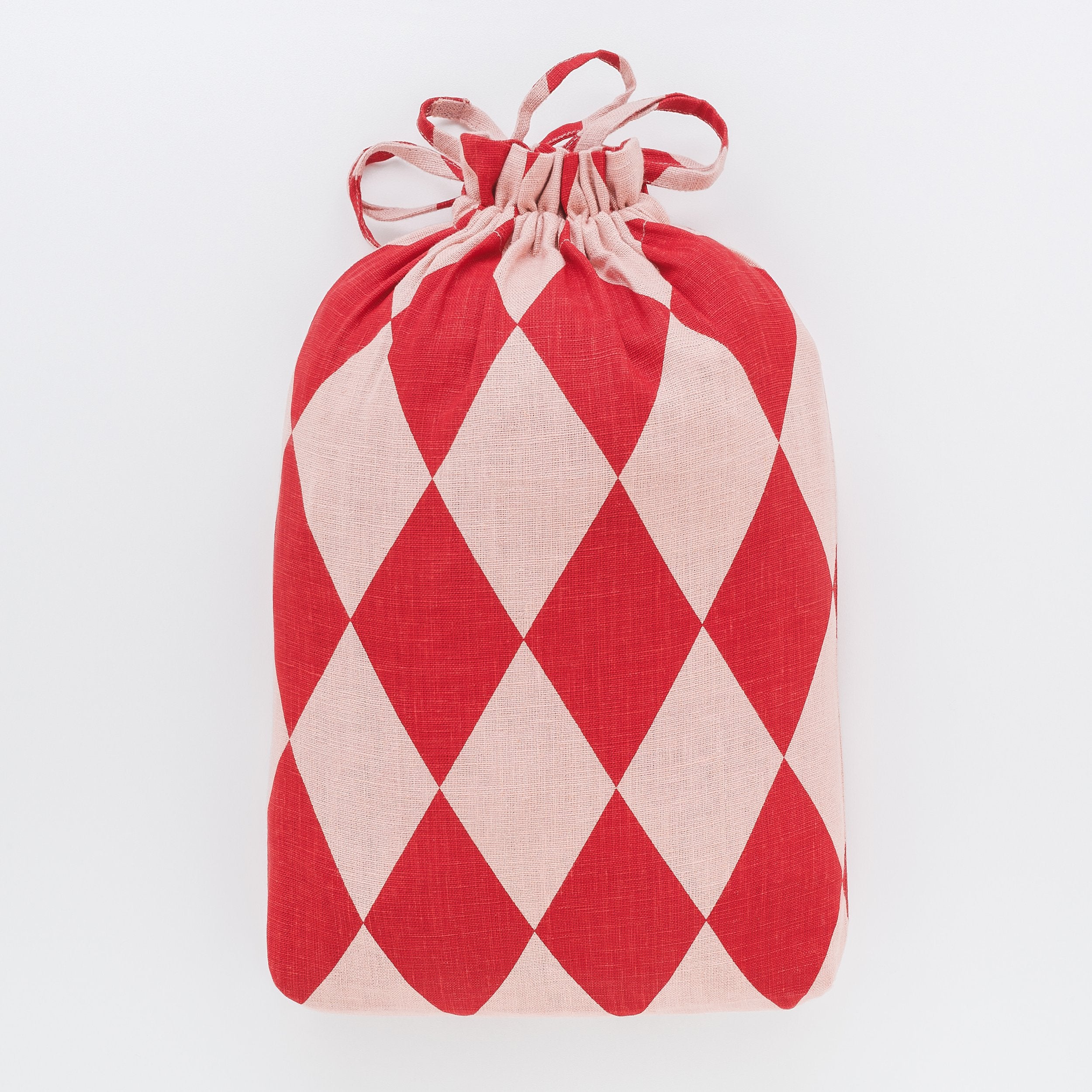 Harlequin bed set in a bag, red/pink