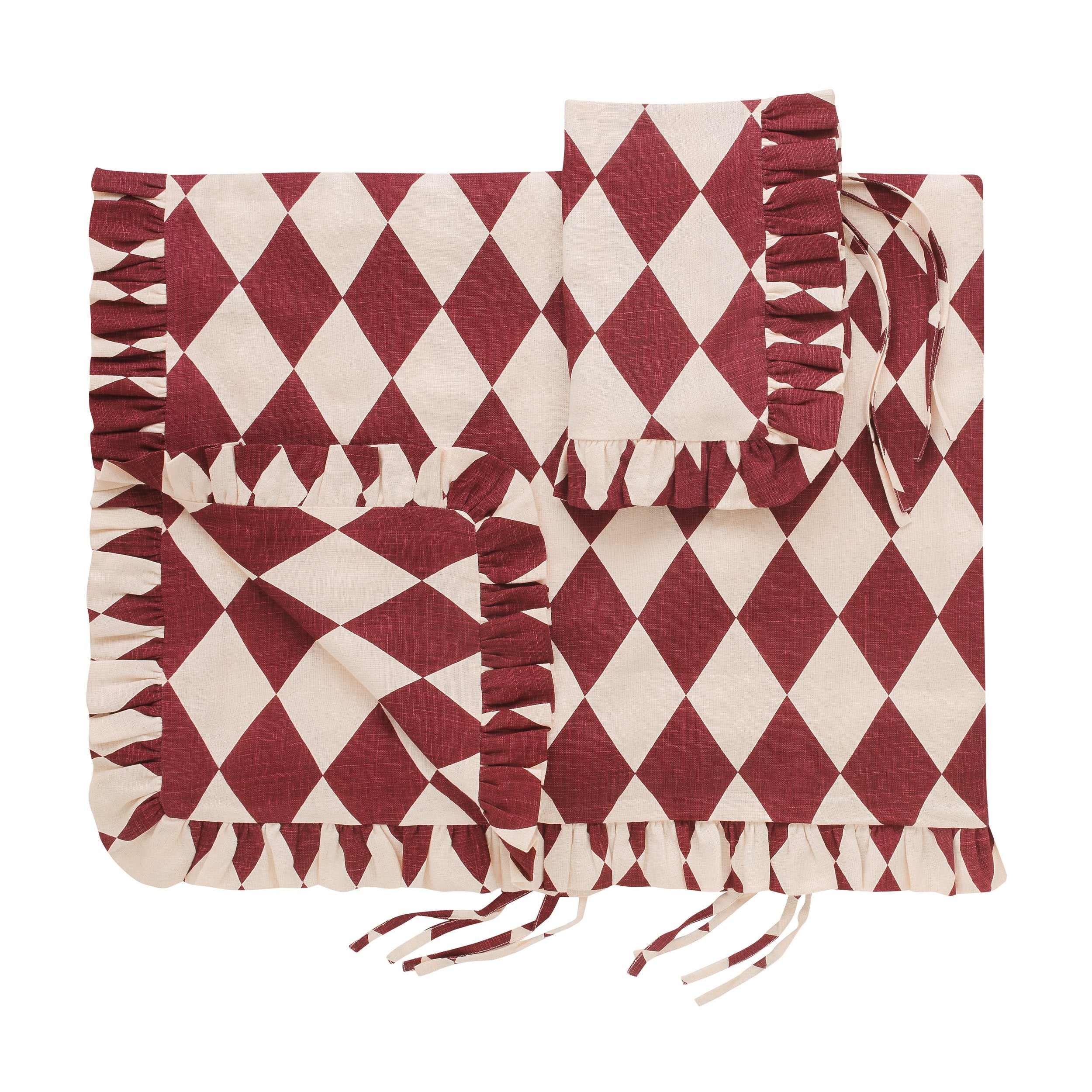 Harlequin bed set in a bag, claret/cream