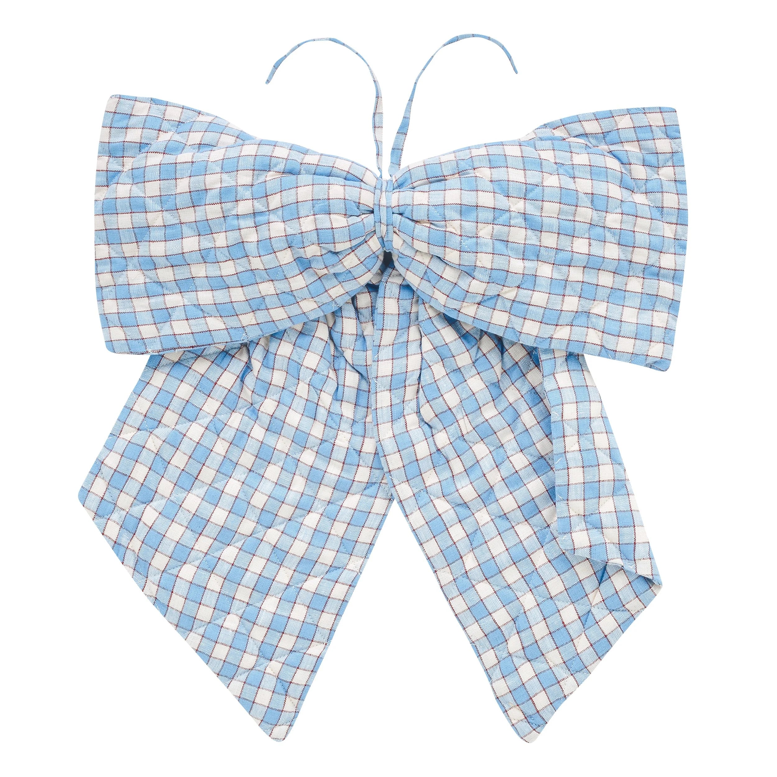 Gingham quilted bow, cornflower