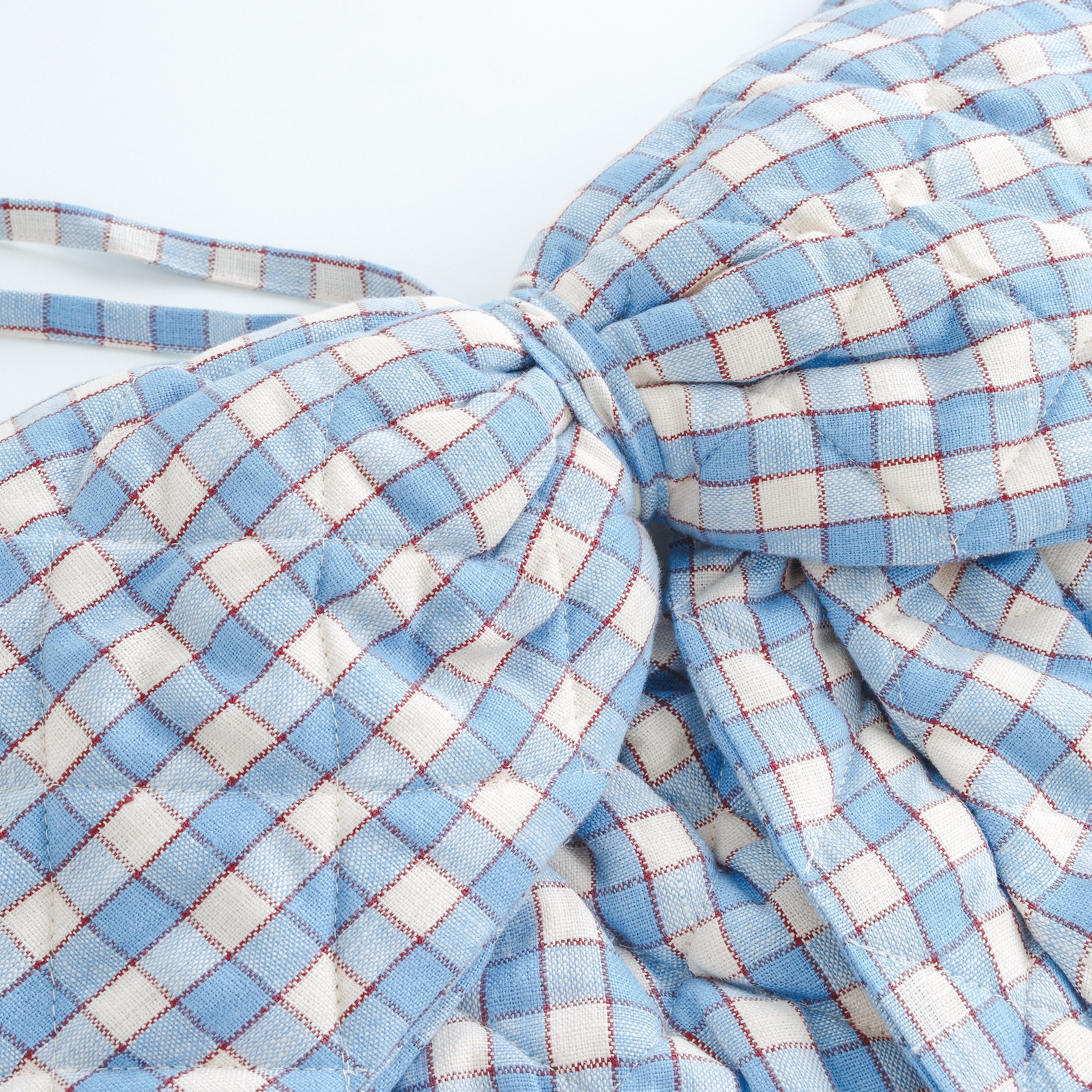 Gingham quilted bow, cornflower