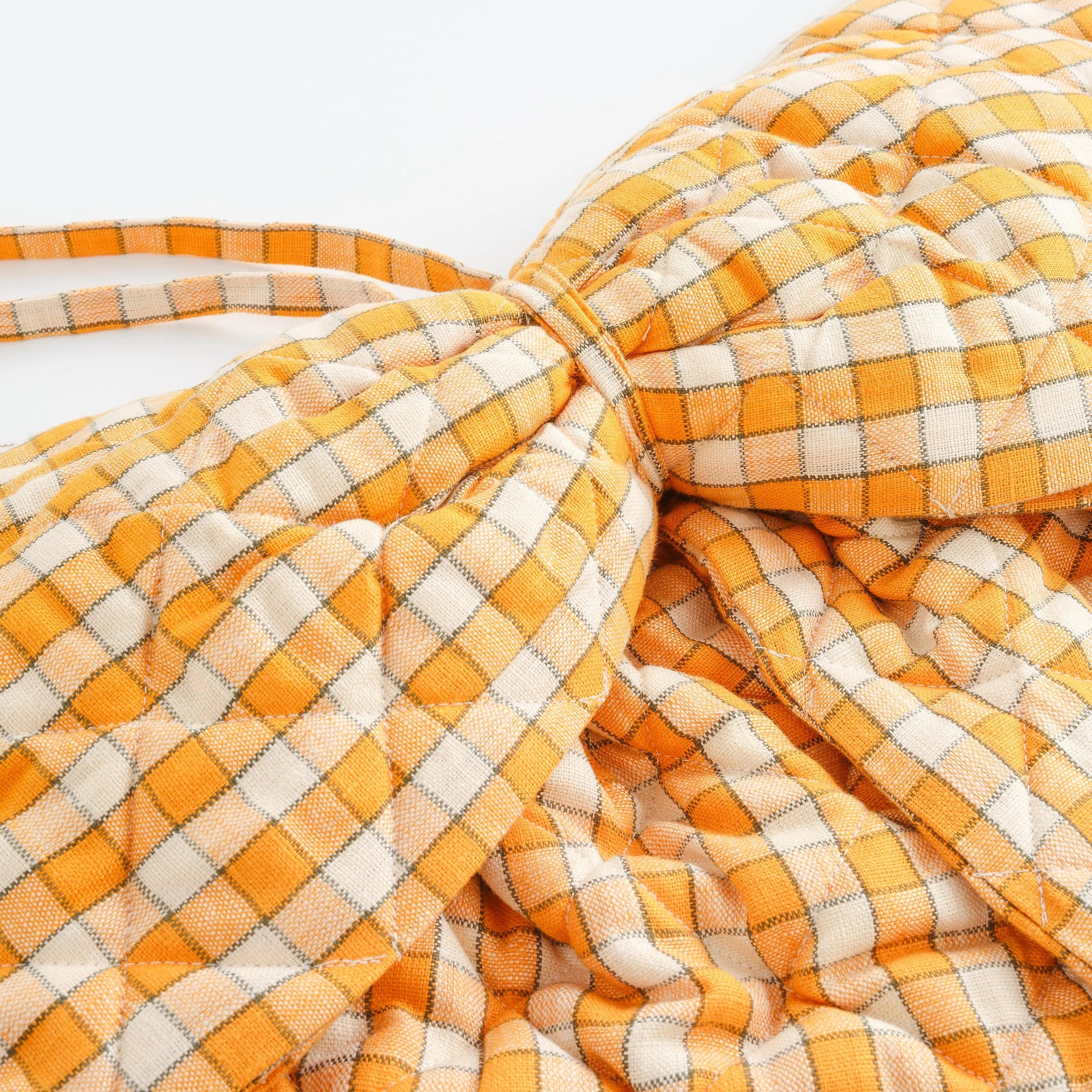Gingham quilted bow, apricot