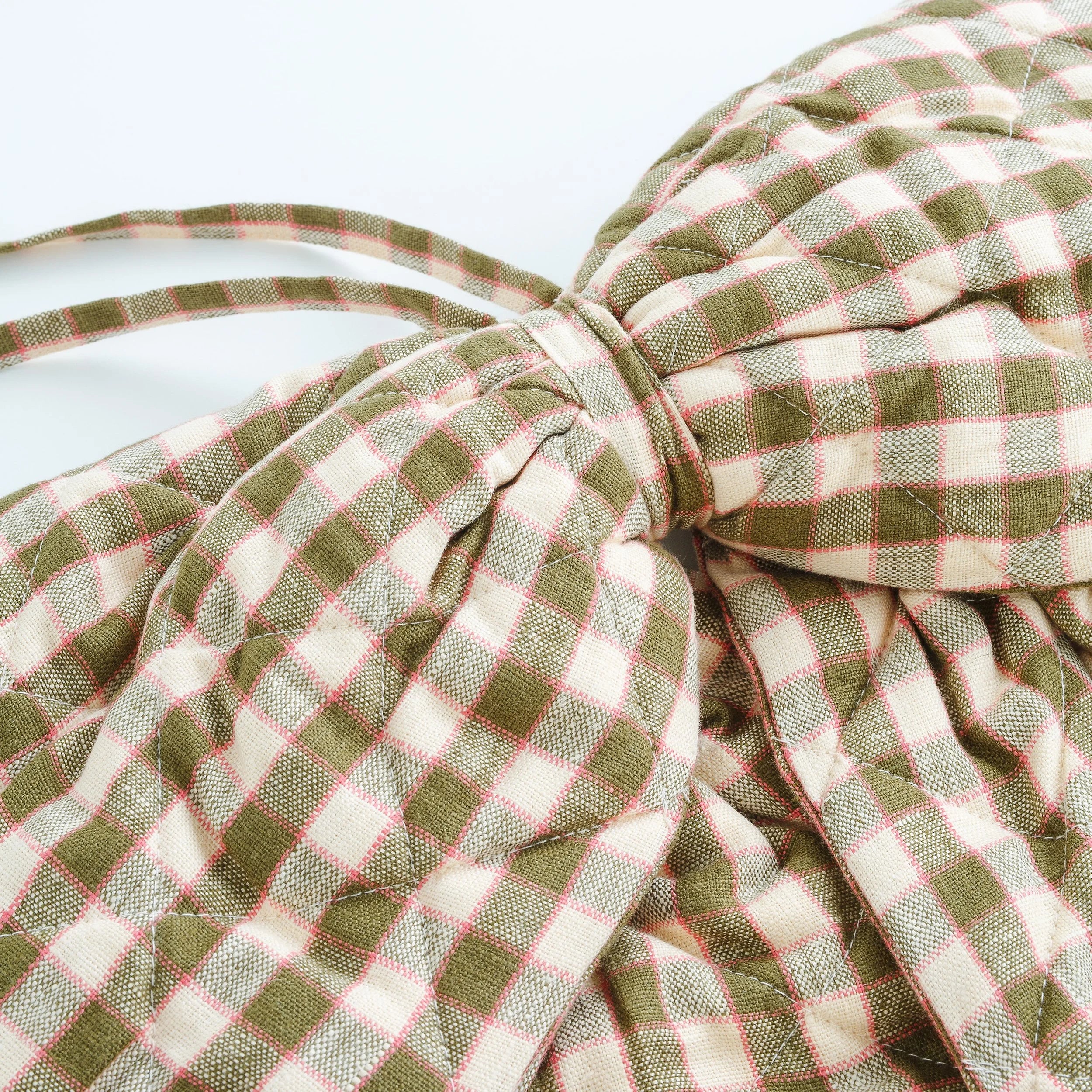 Gingham quilted bow, olive
