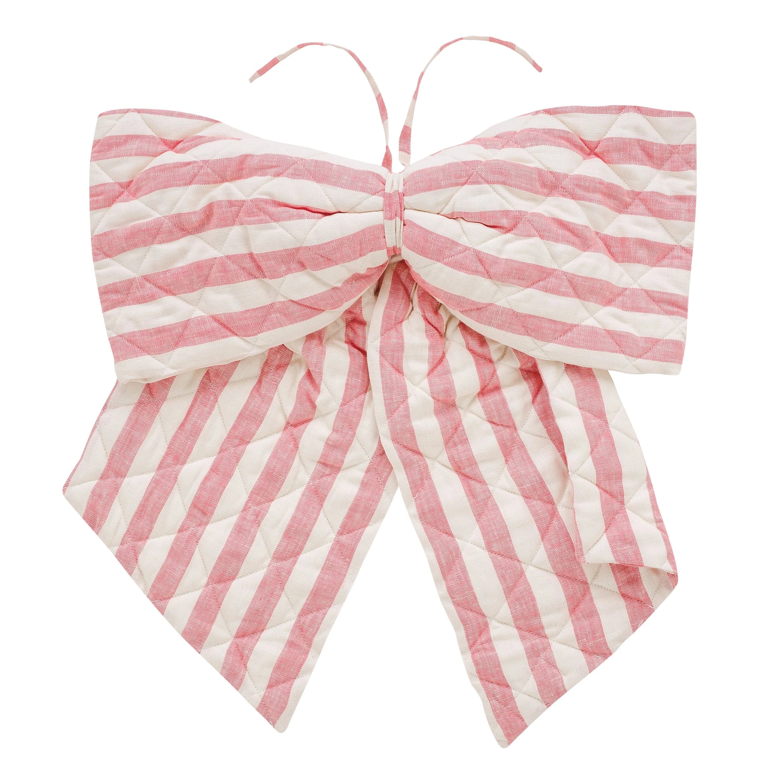 Candy stripe quilted bow, peony