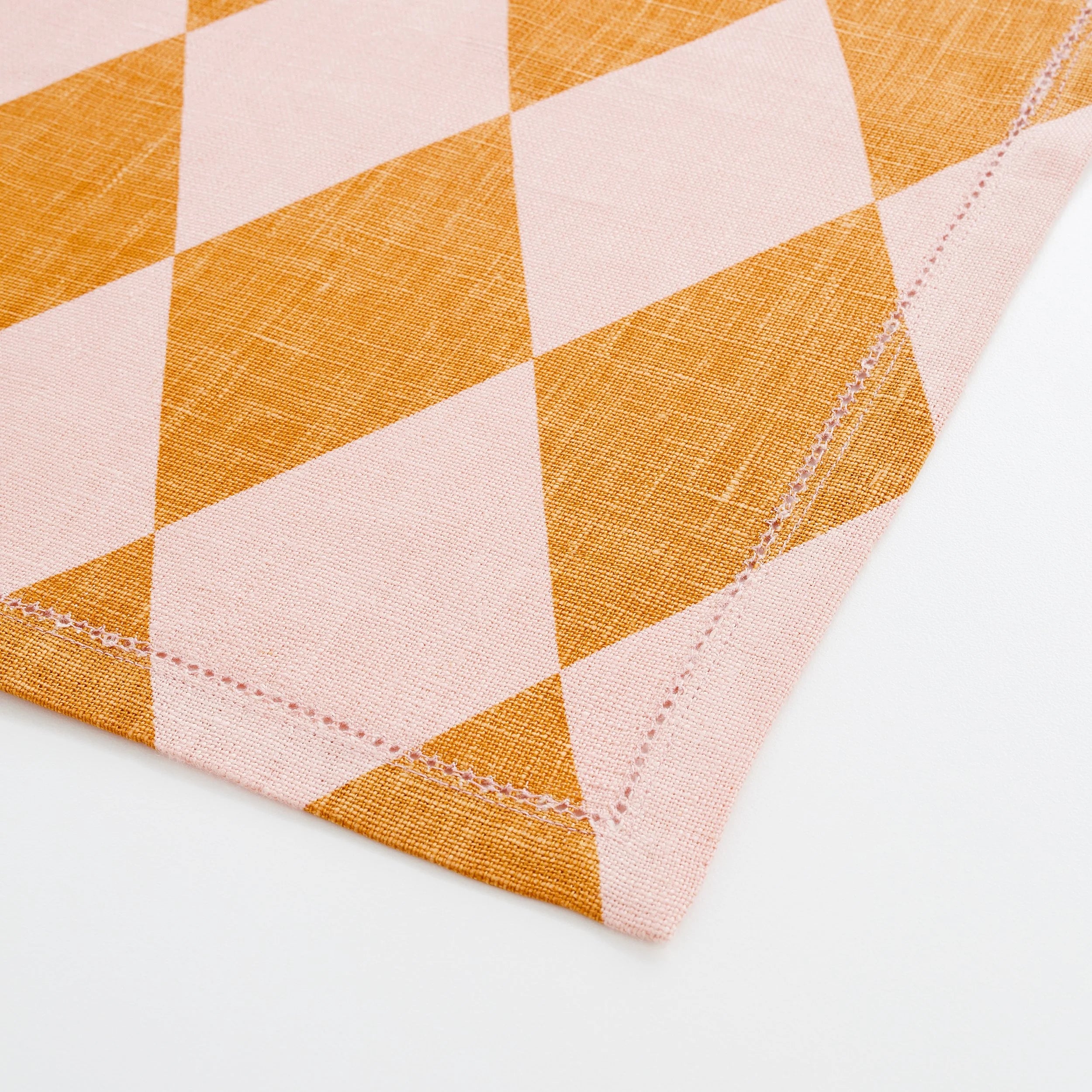 Harlequin napkin, mustard/peach, set of two