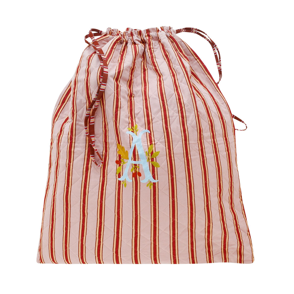 Personalised Santa's gift sack with letter embroidery, Pop stripe pink