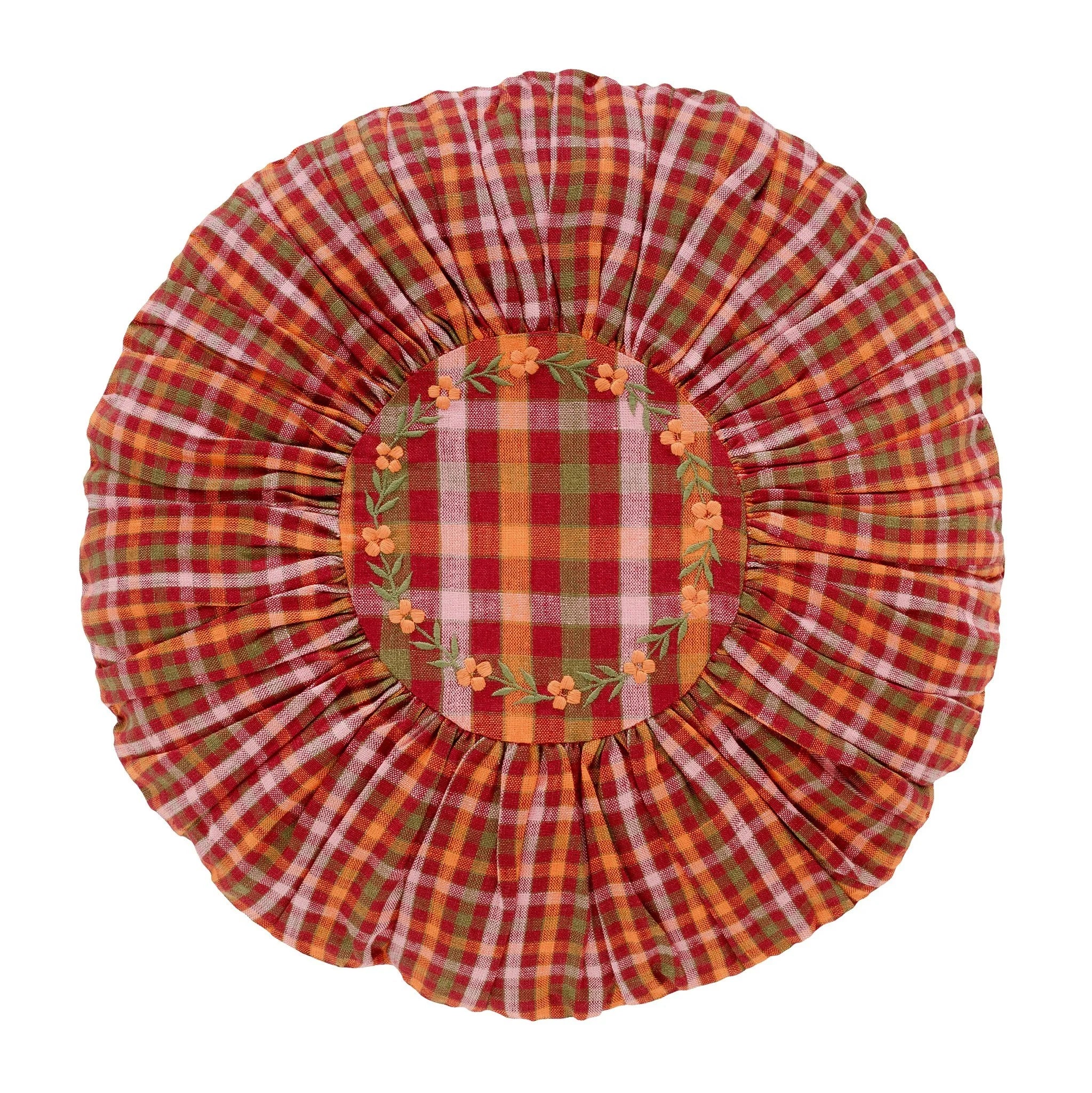 Luumu check round cushion