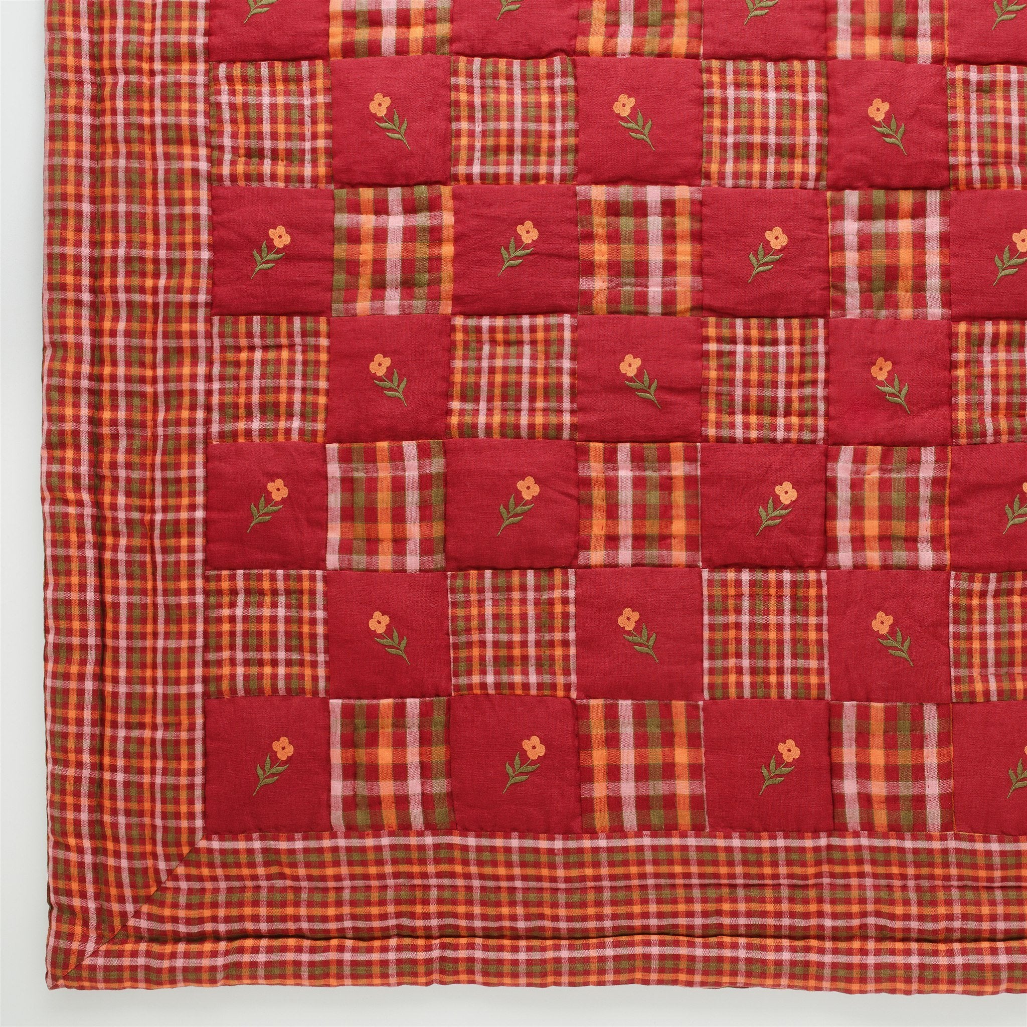 Luumu patchwork embroidered quilt
