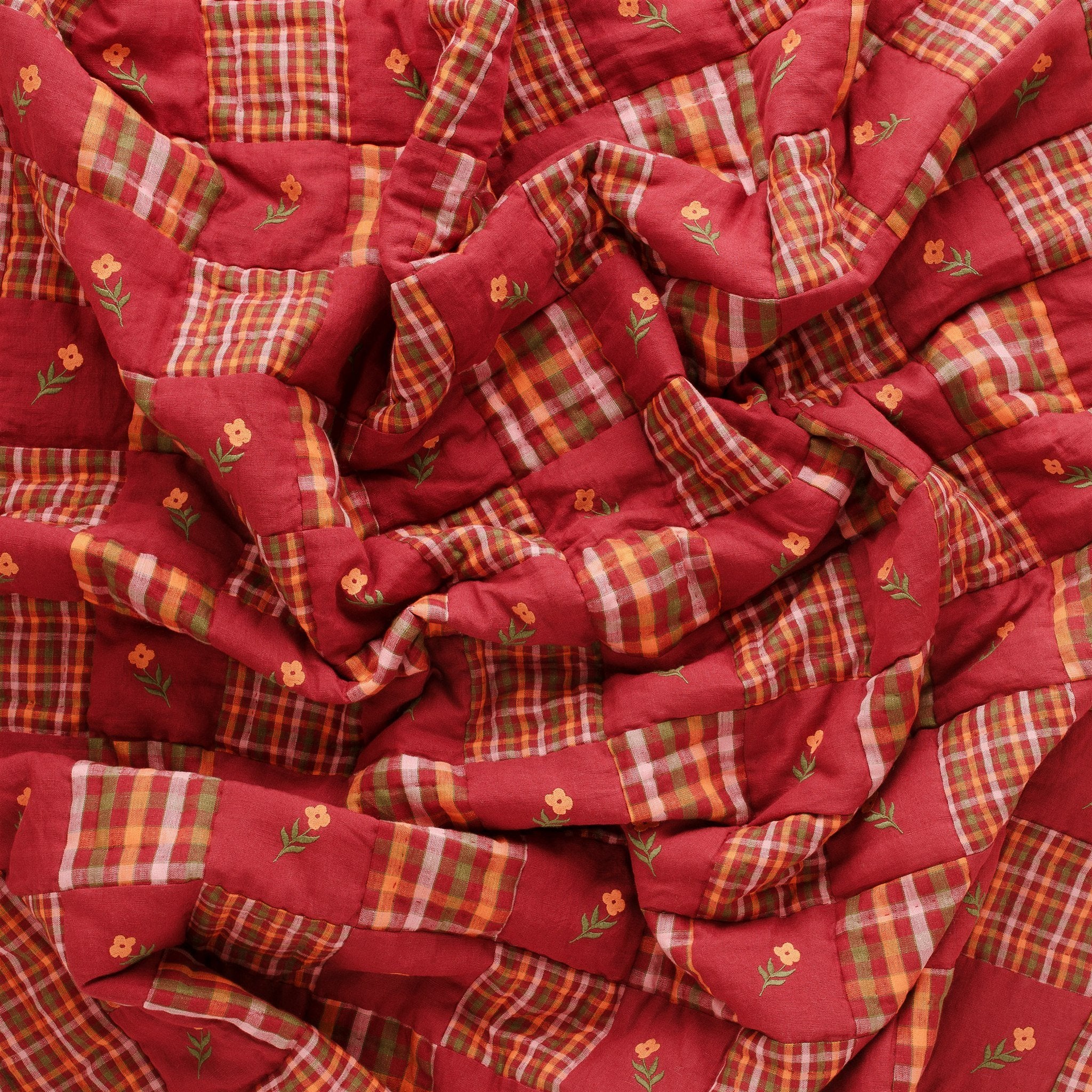 Luumu patchwork embroidered quilt