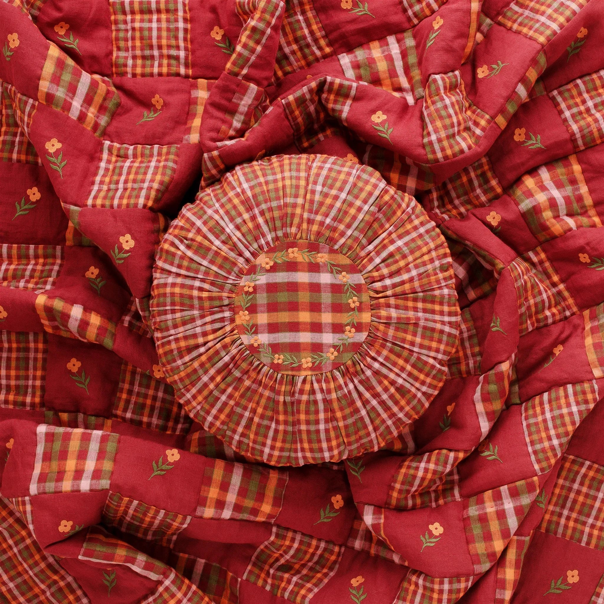 Luumu patchwork embroidered quilt