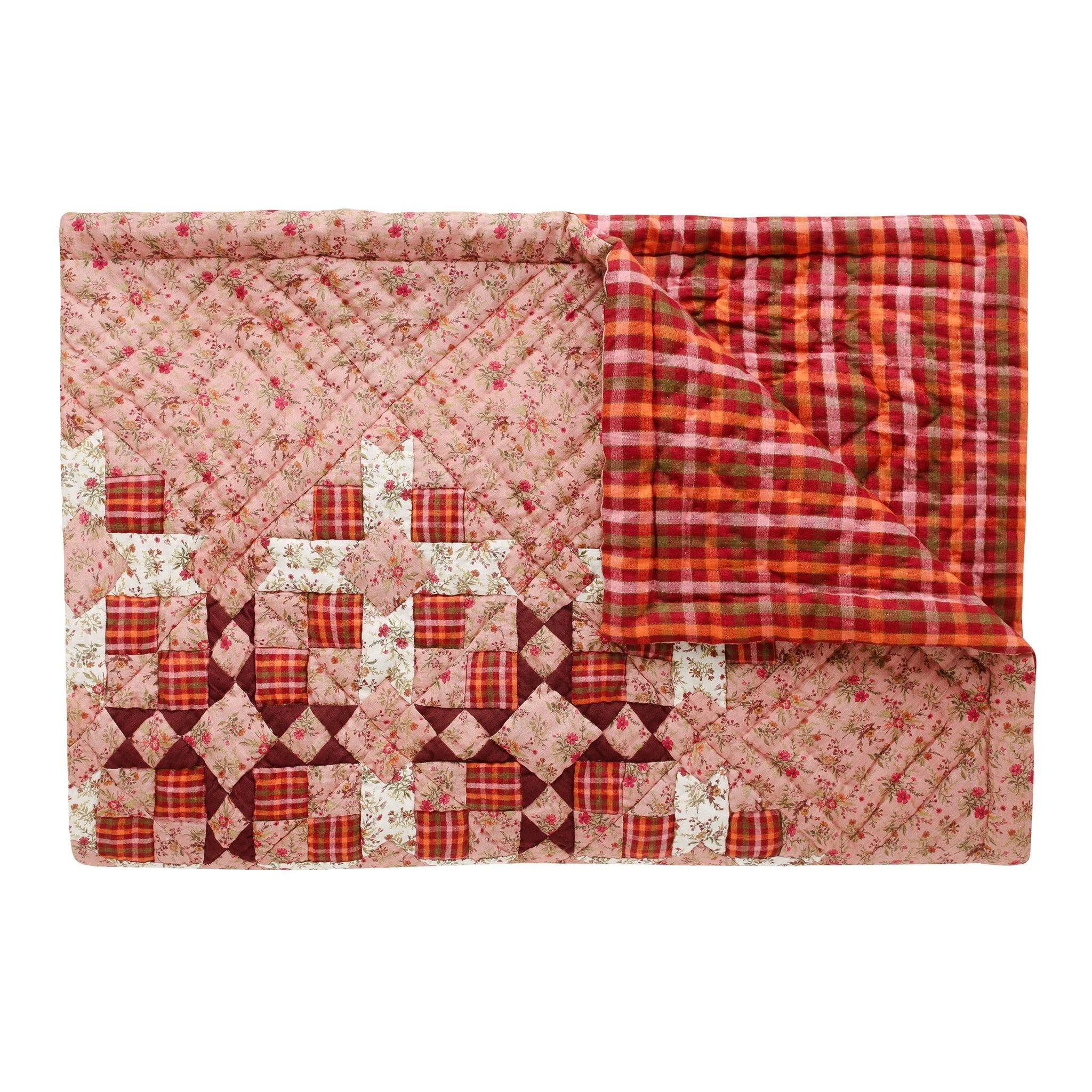 AW Pivoine BABY quilt, with Luumu check backing