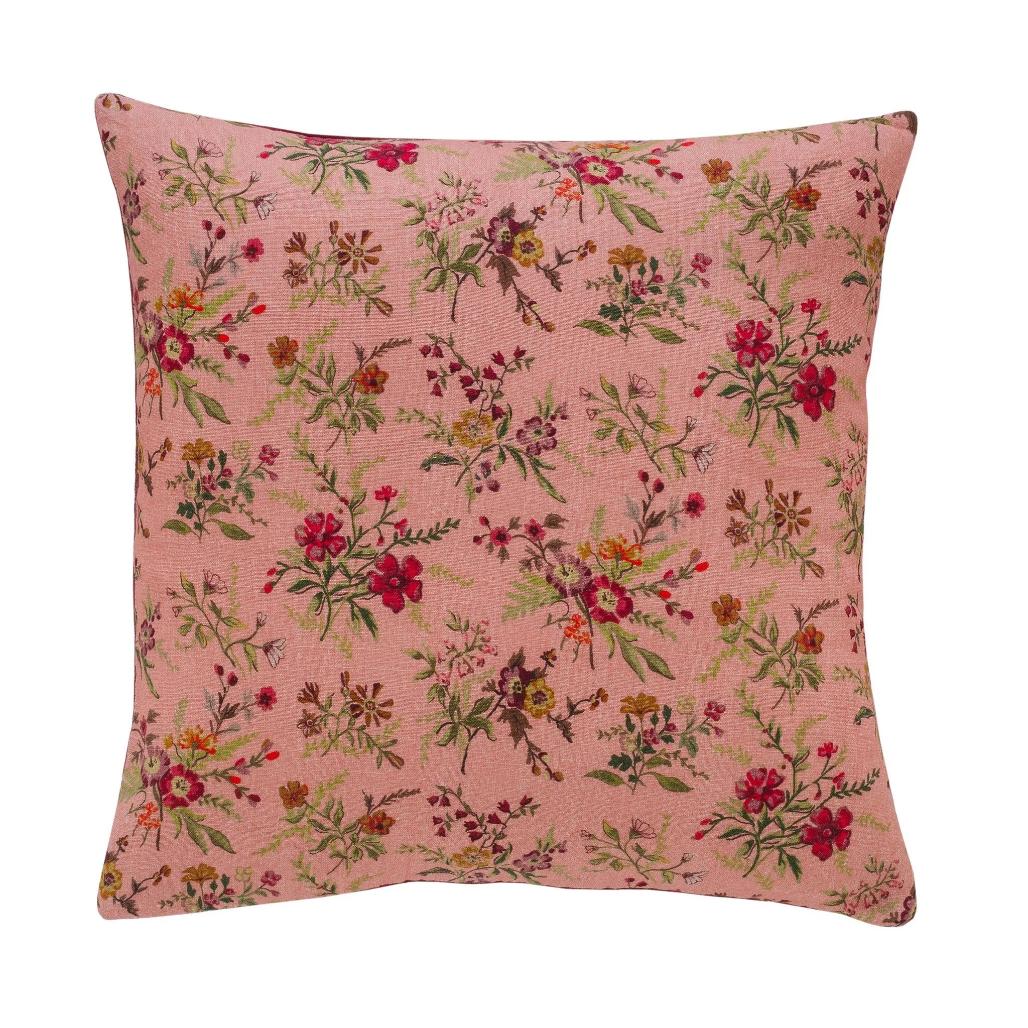 Prairie floral velvet back cushion, peony