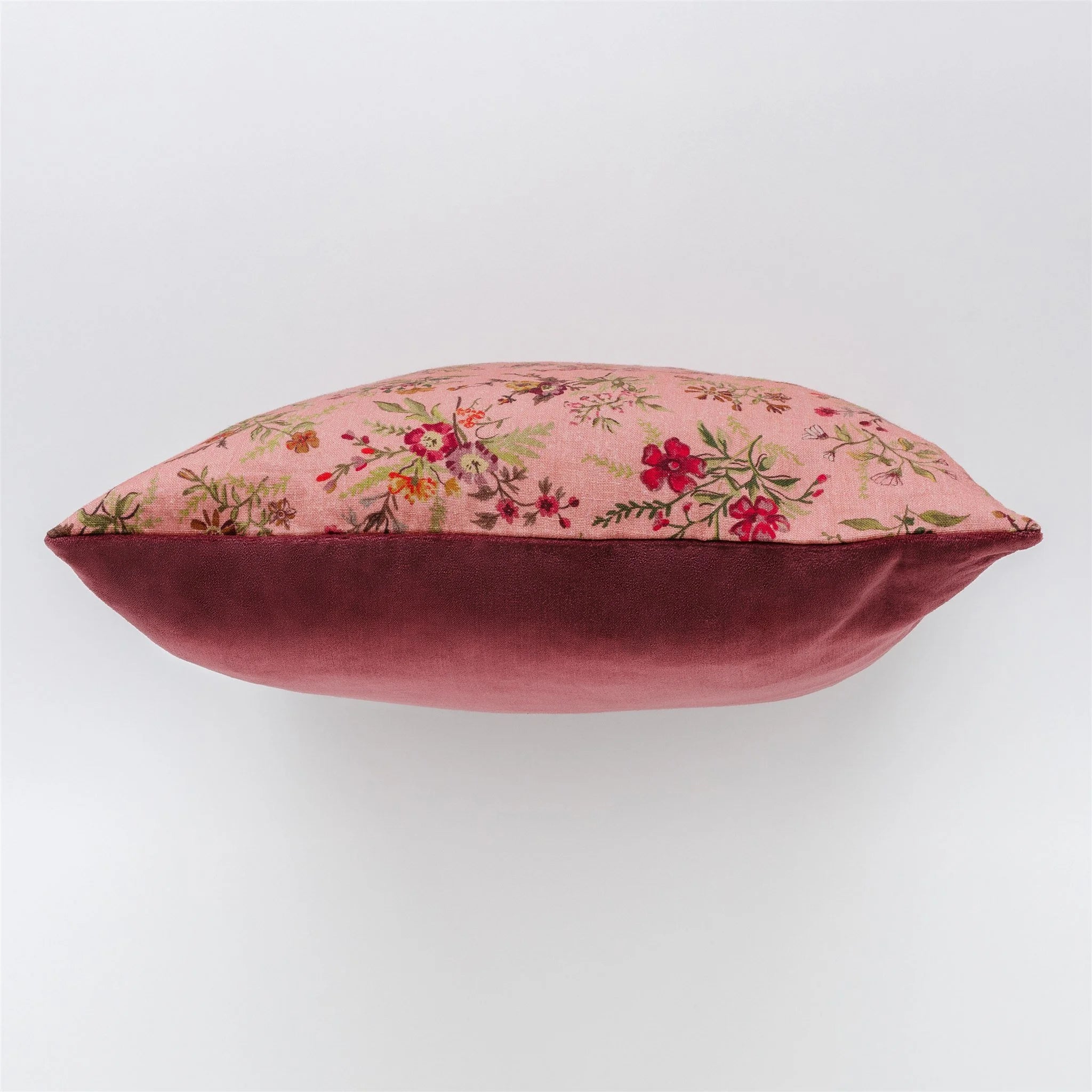 Prairie floral velvet back cushion, peony