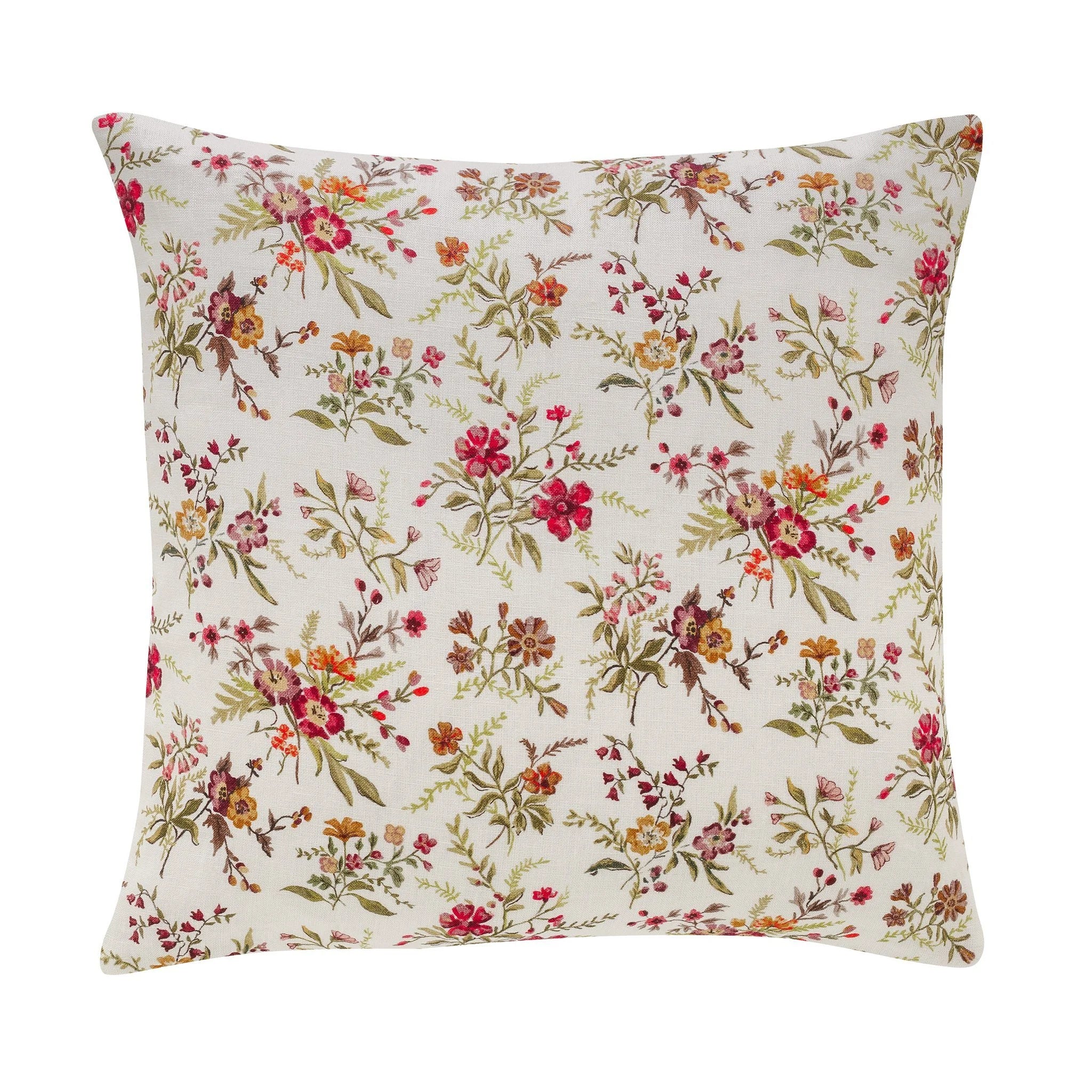 Prairie floral velvet back cushion, cream