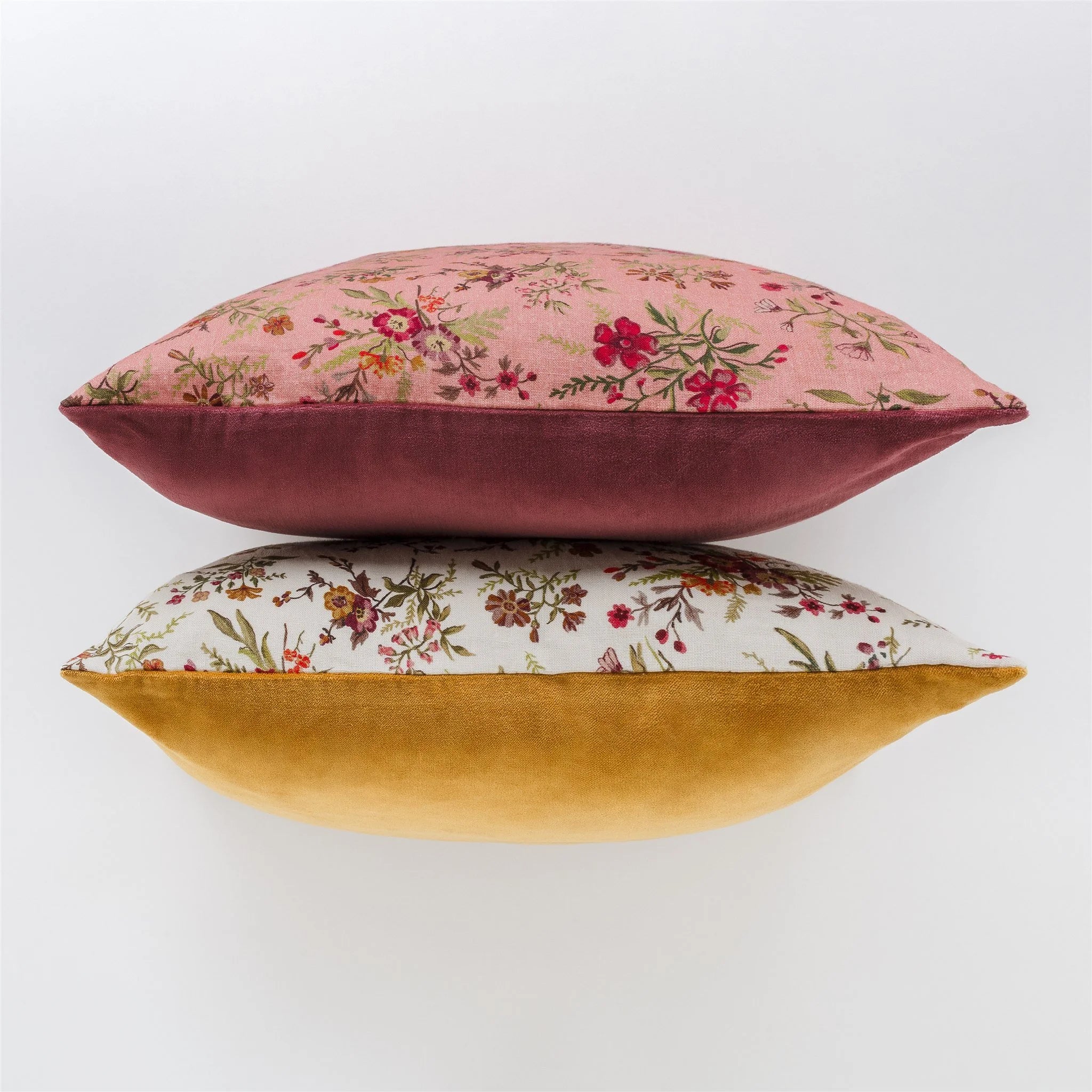 Prairie floral velvet back cushion, peony